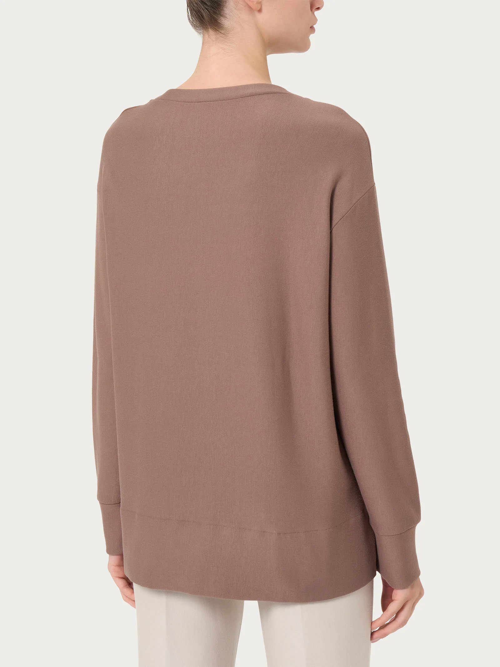Felpa con collo a barchetta in Eco techno Fleece - Pine Bark - Image 2