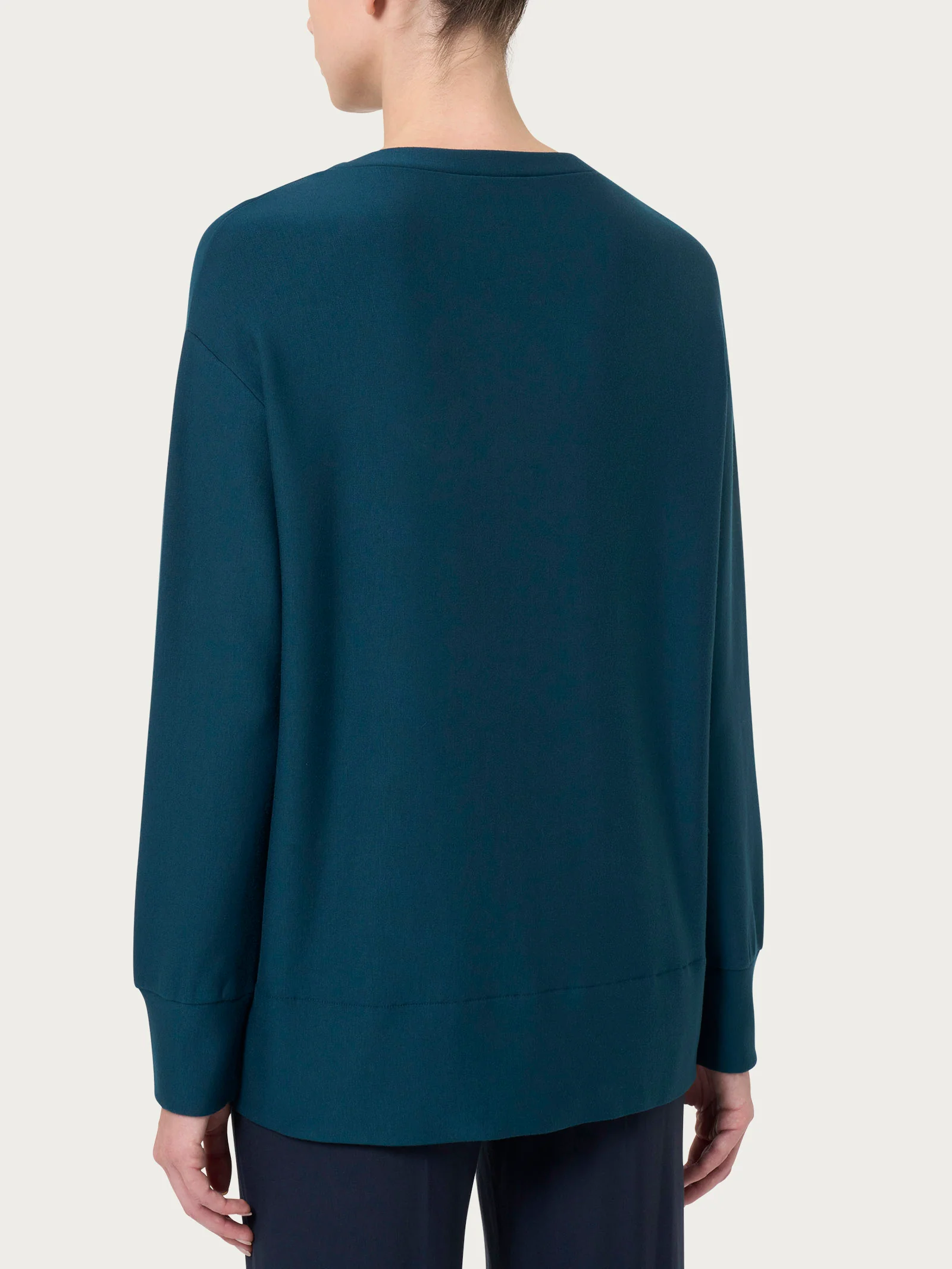 Felpa con collo a barchetta in Eco techno Fleece - Reflecting Pond - Image 2