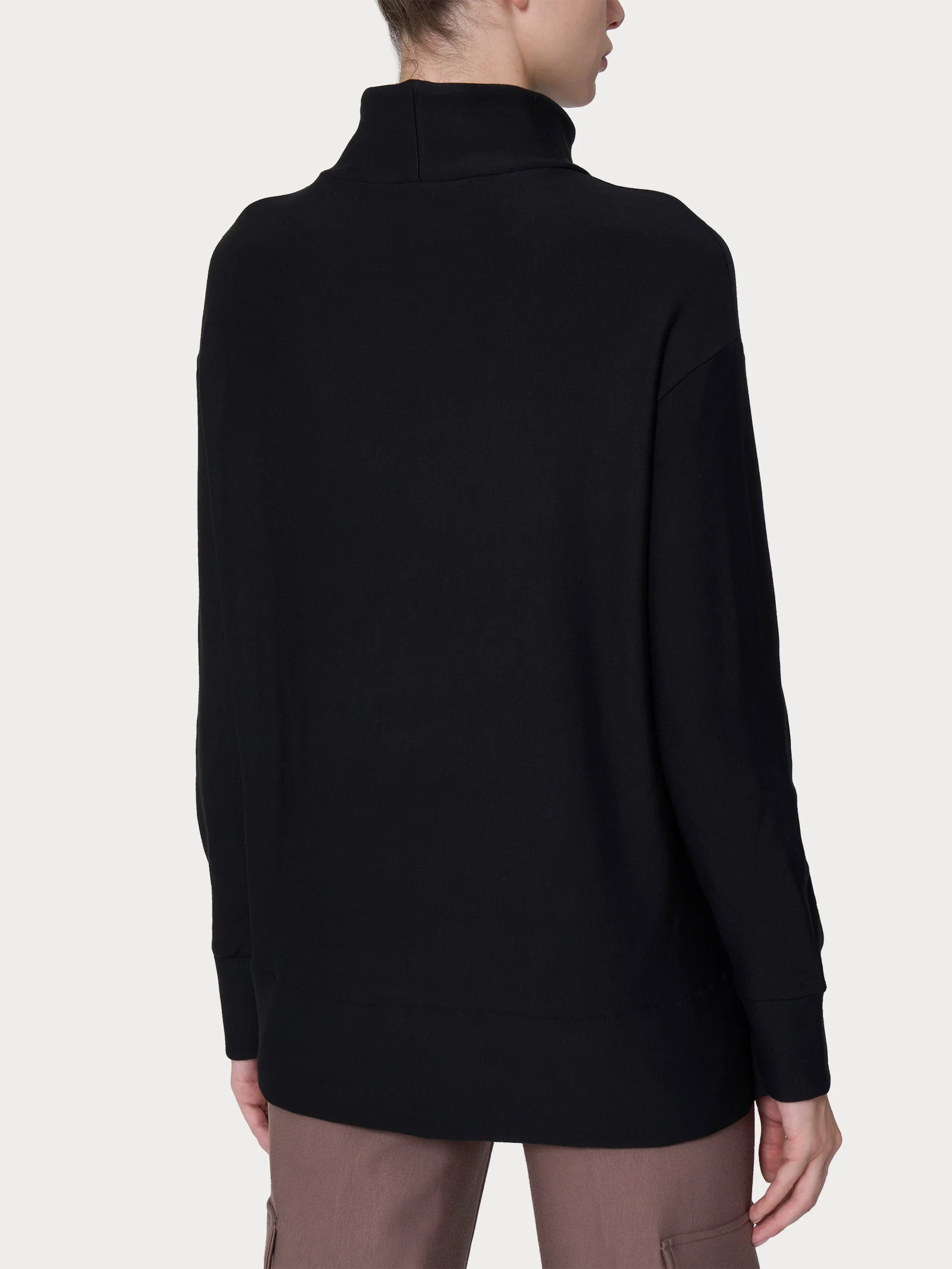 Felpa con collo alto in Eco techno Fleece - Nero - Image 2