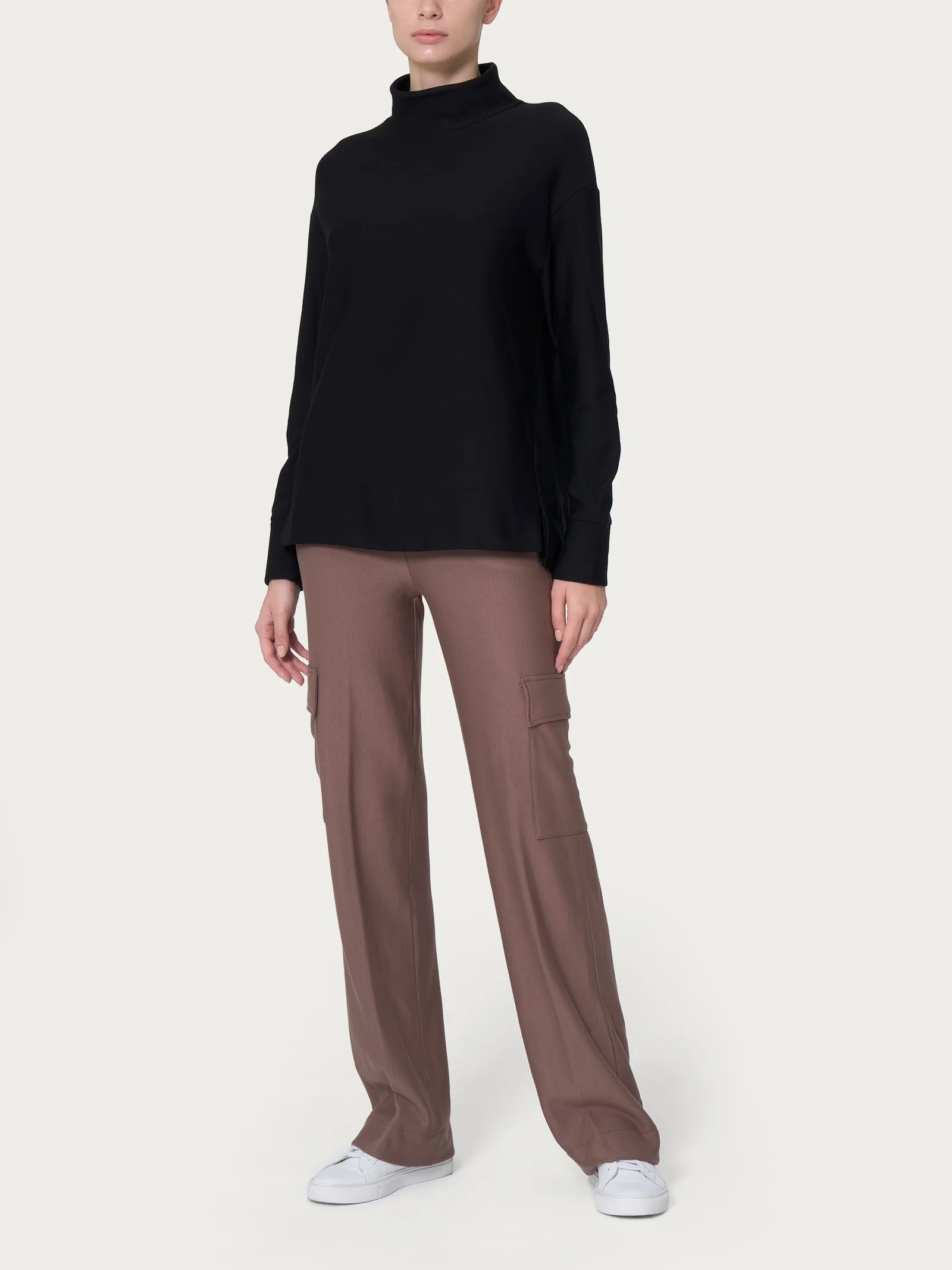 Felpa con collo alto in Eco techno Fleece - Bleu - Image 3
