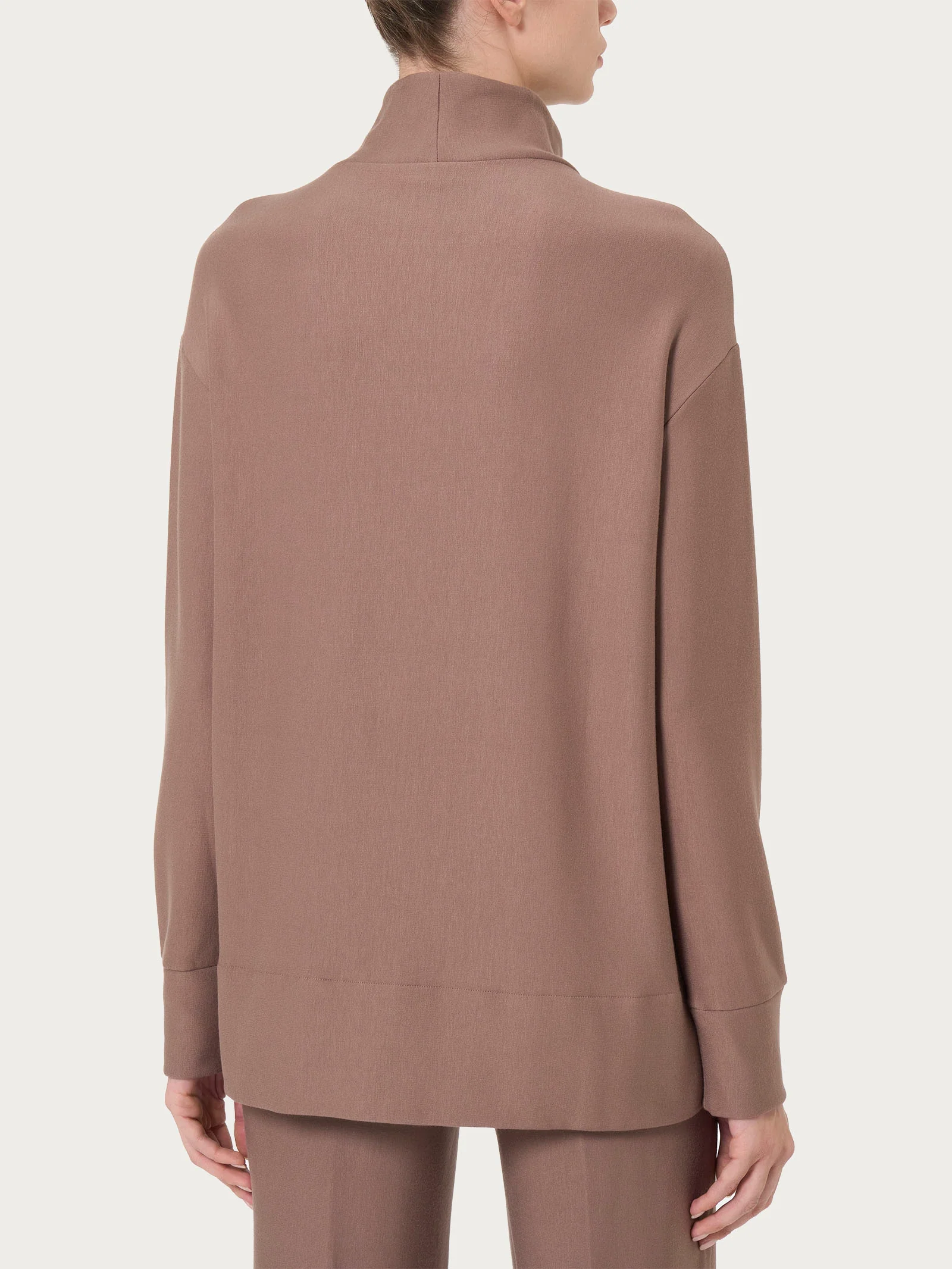 Felpa con collo alto in Eco techno Fleece - Pine Bark - Image 2