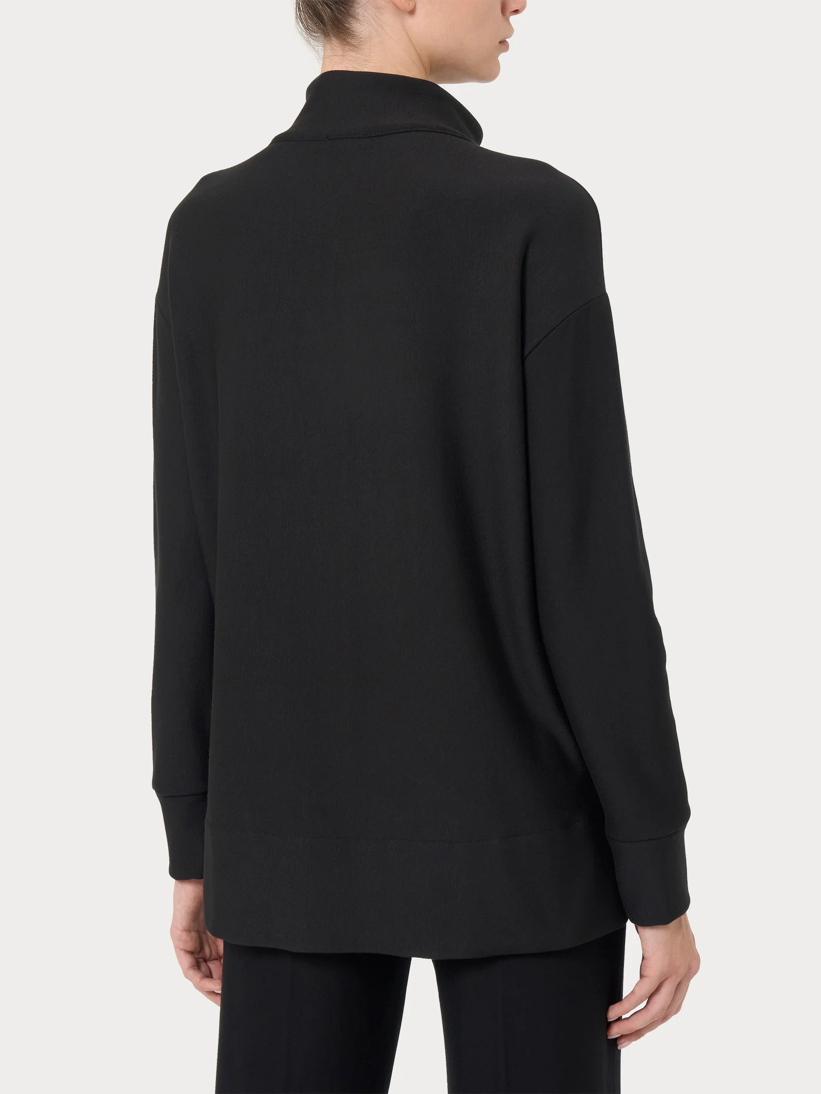 Felpa con zip in Eco techno Fleece - Nero - Image 2