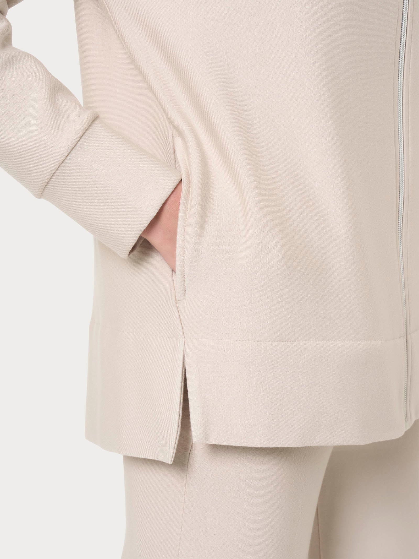 Felpa con zip in Eco techno Fleece - Champignon - Image 3