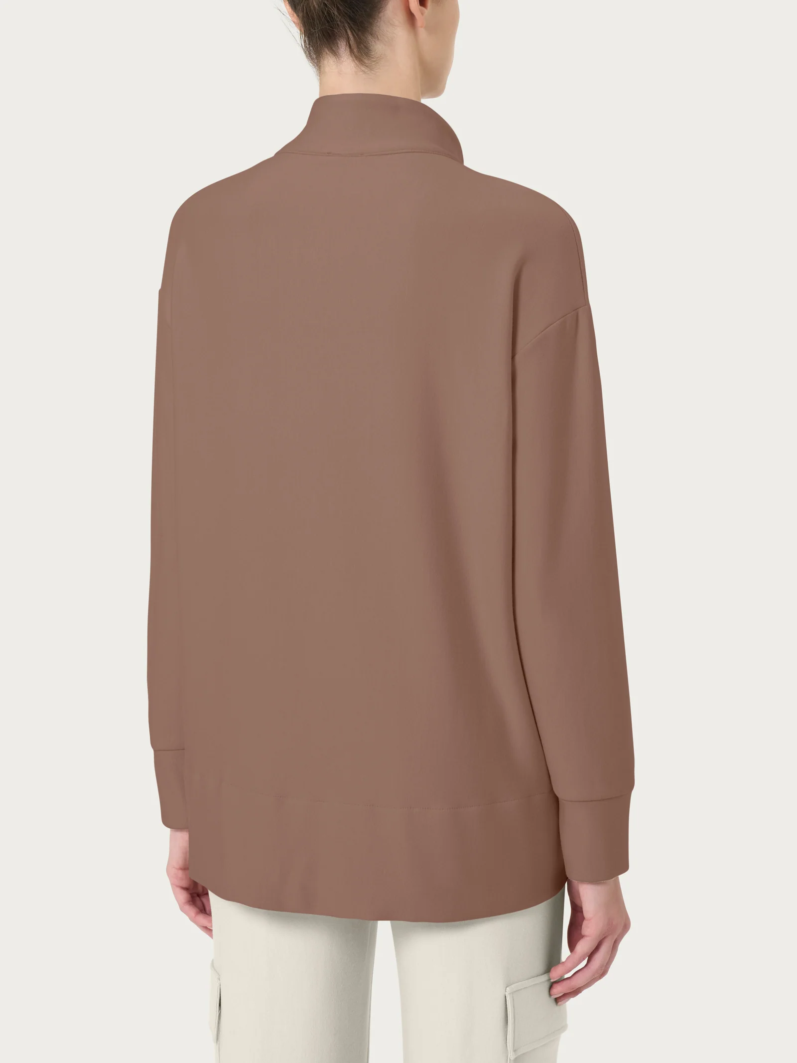 Felpa con zip in Eco techno Fleece - Pine Bark - Image 2