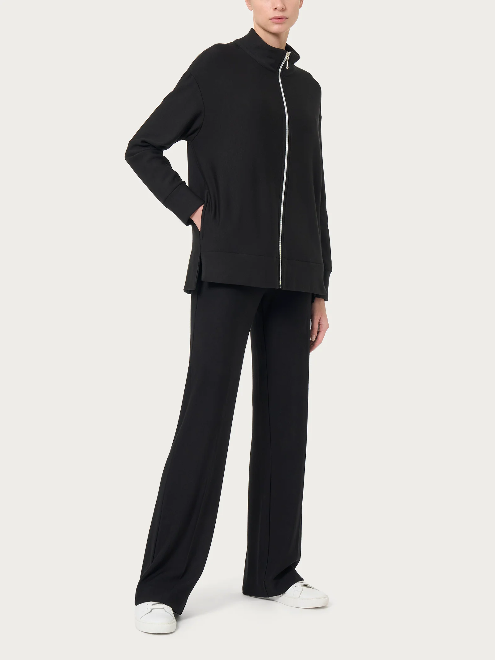 Felpa con zip in Eco techno Fleece - Pine Bark - Image 3