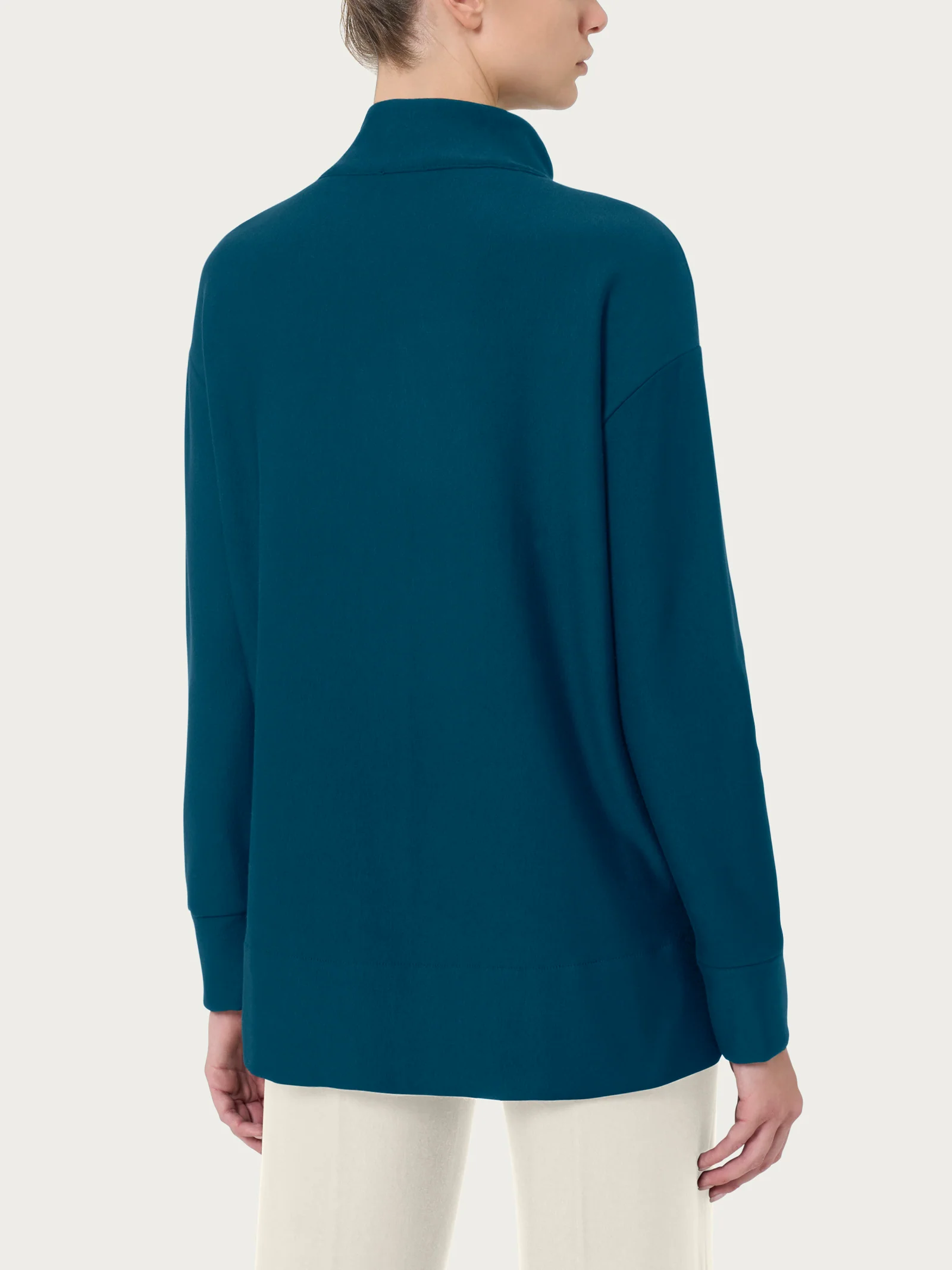 Felpa con zip in Eco techno Fleece - Reflecting Pond - Image 2