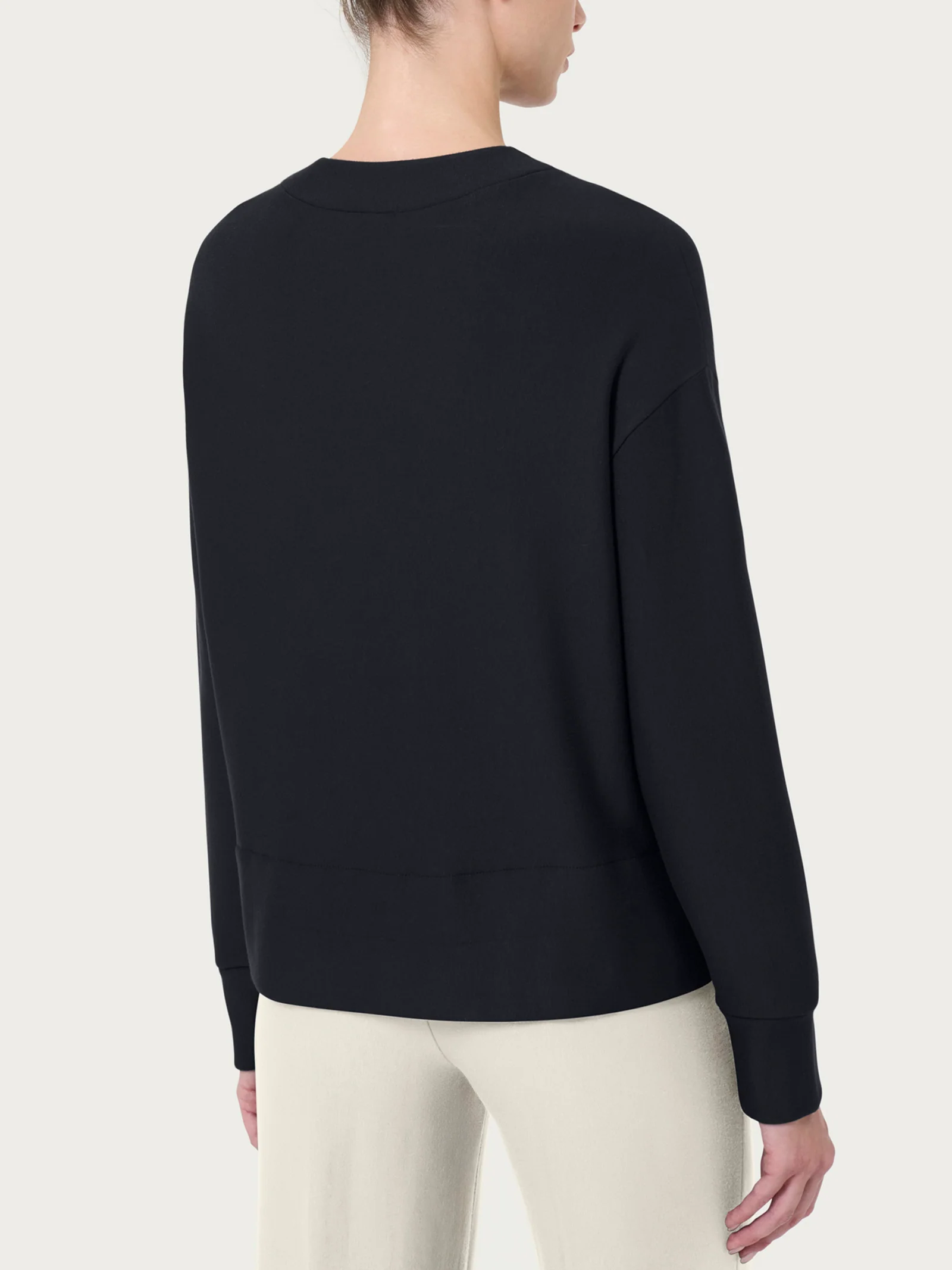 Felpa girocollo corta in Eco techno Fleece - Nero - Image 2