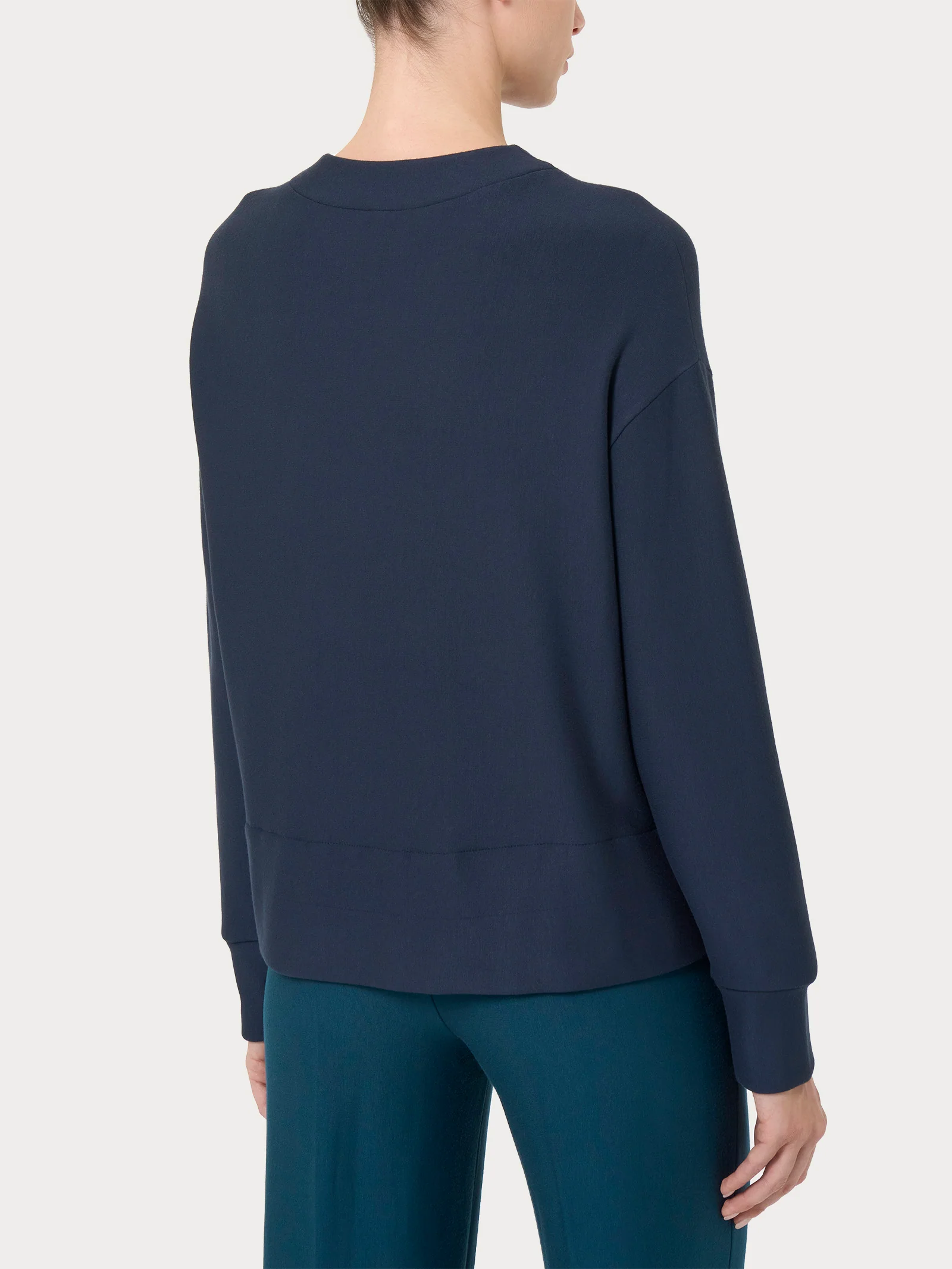 Felpa girocollo corta in Eco techno Fleece - Bleu - Image 2