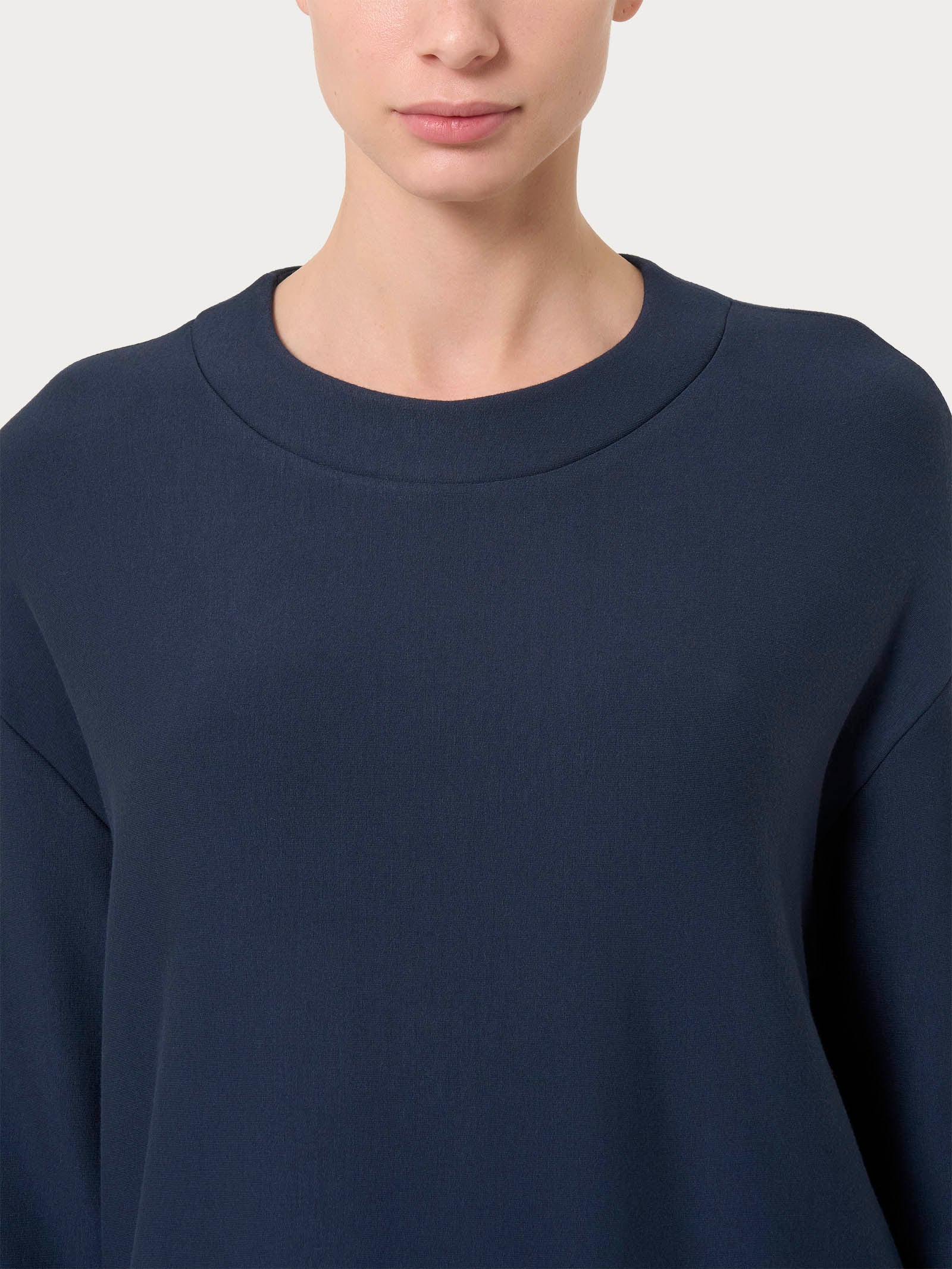 Felpa girocollo corta in Eco techno Fleece - Bleu - Image 3