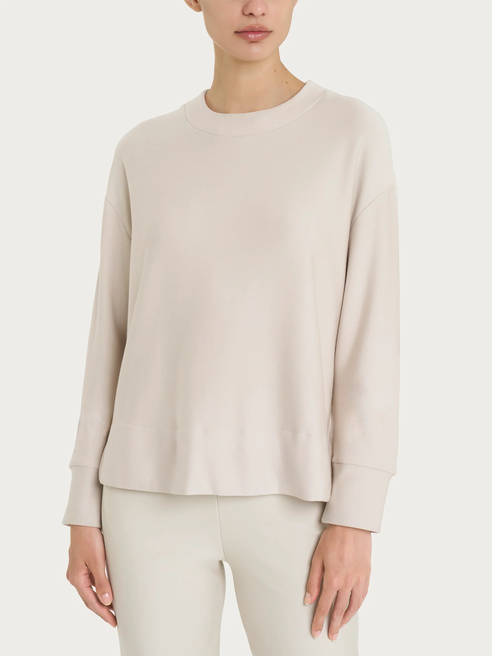 Felpa girocollo corta in Eco techno Fleece - Champignon