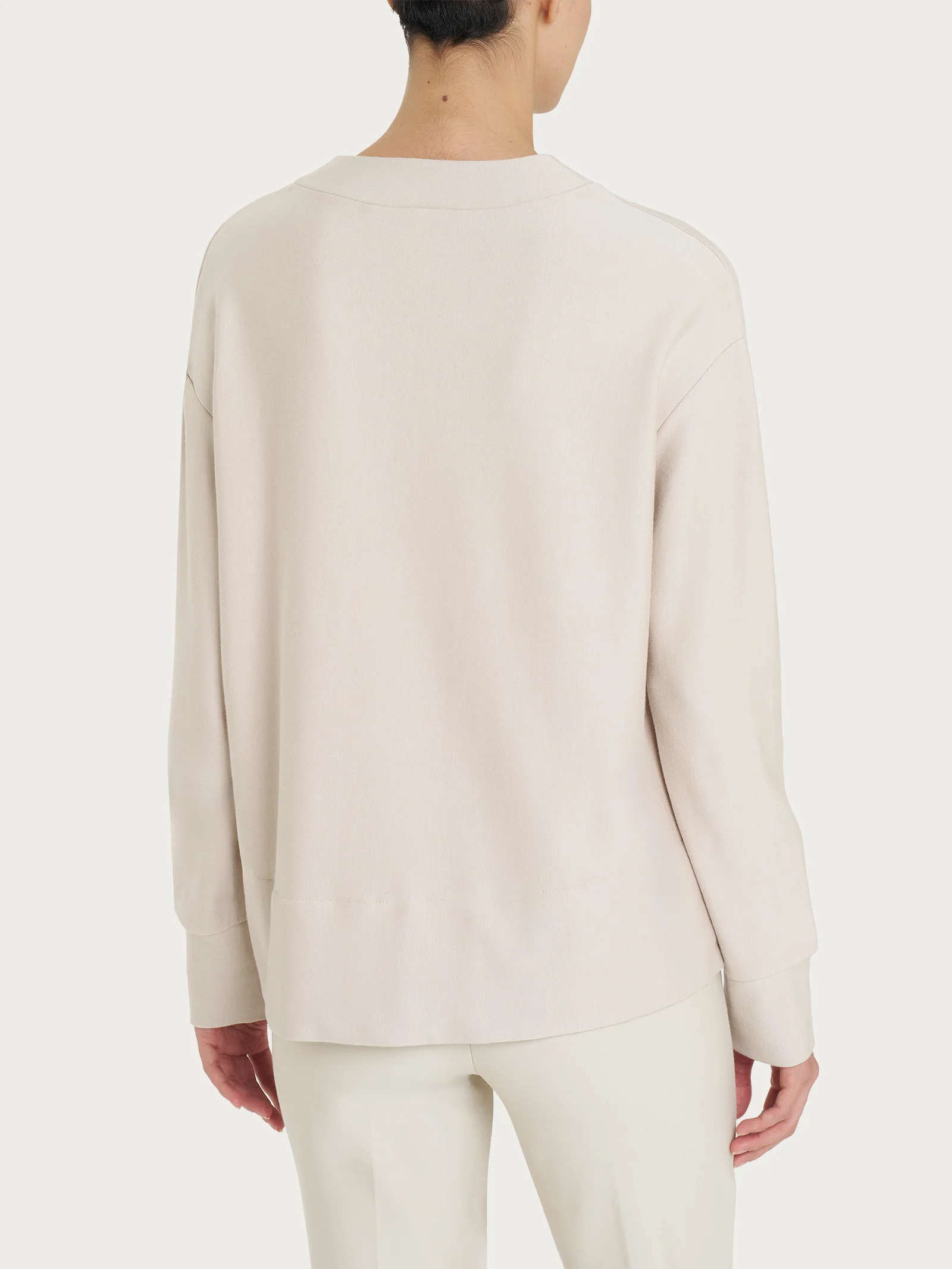 Felpa girocollo corta in Eco techno Fleece - Champignon - Image 2