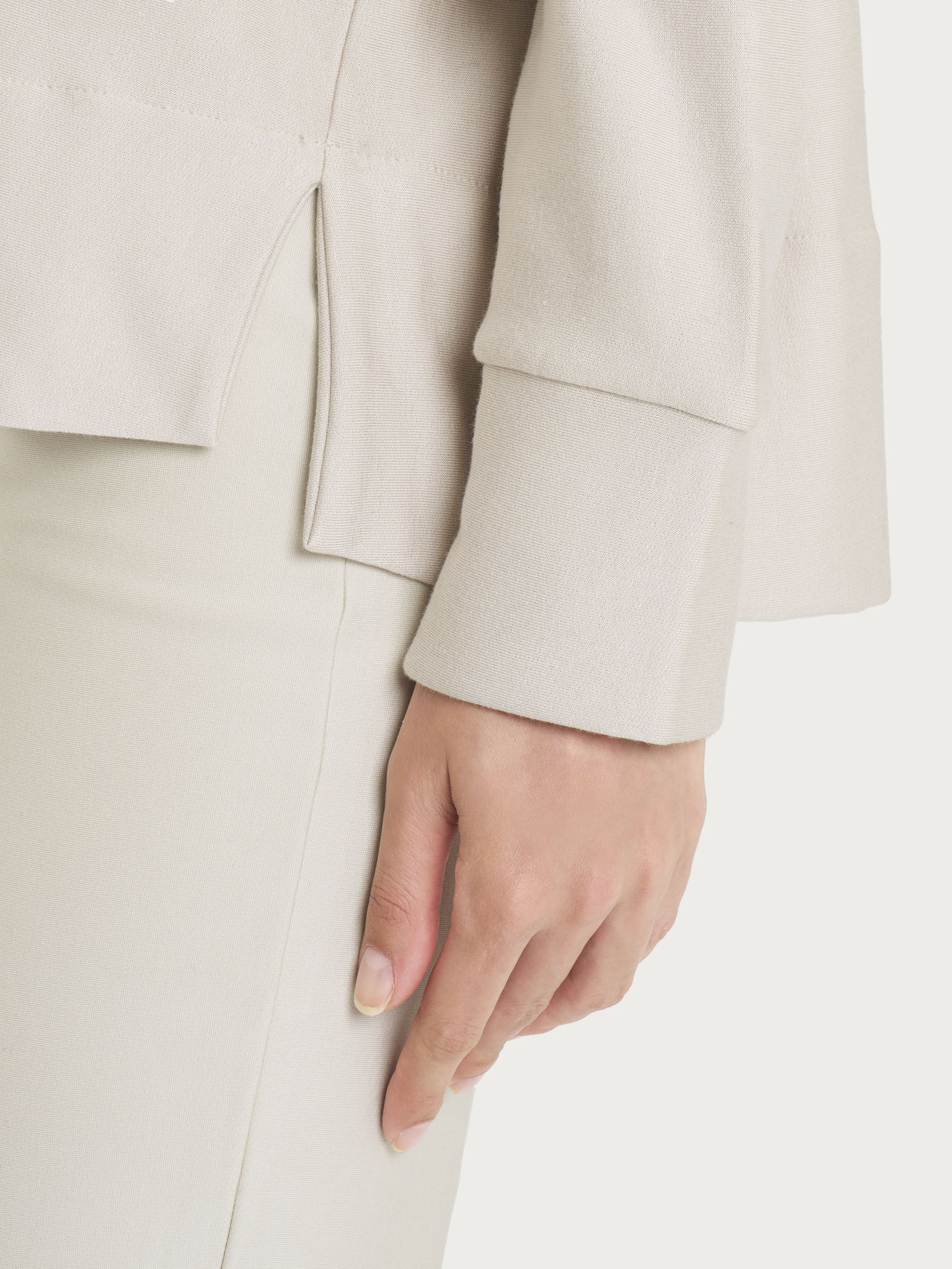 Felpa girocollo corta in Eco techno Fleece - Champignon - Image 3