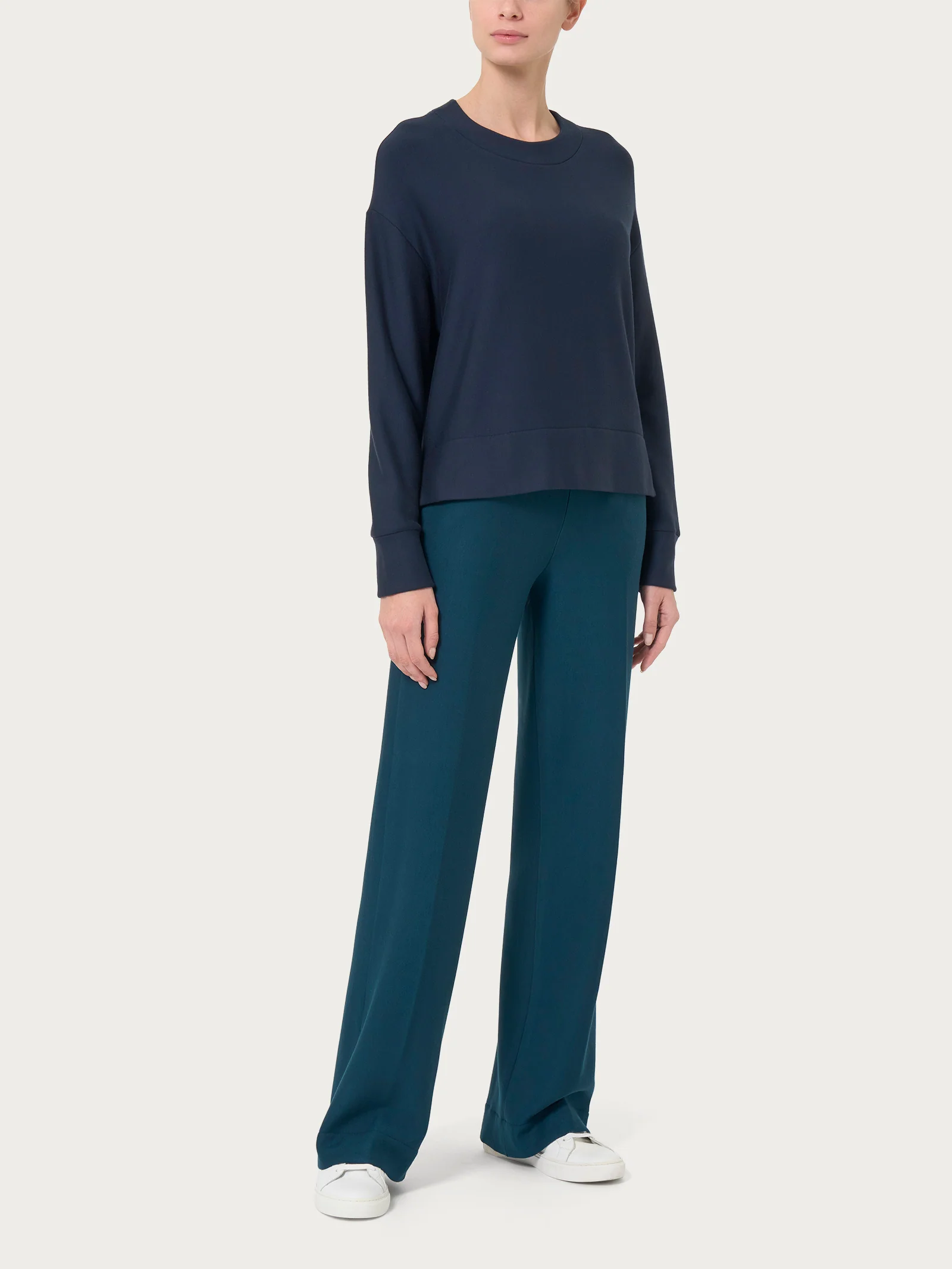 Felpa girocollo corta in Eco techno Fleece - Champignon - Image 4