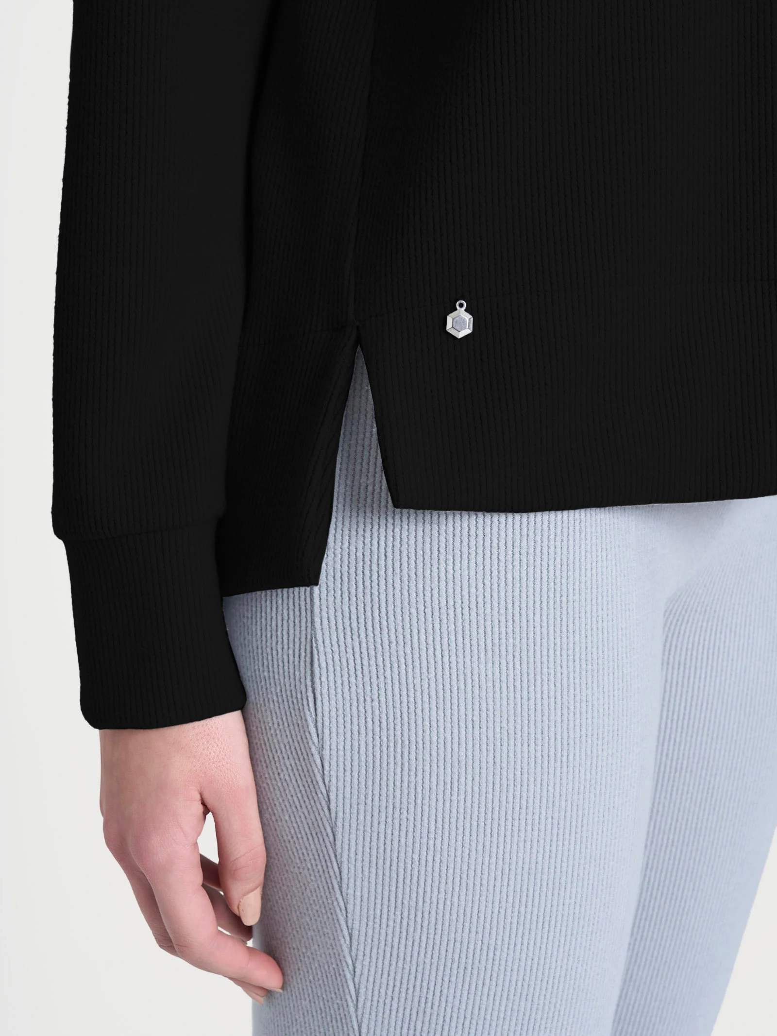 Felpa girocollo in Velvet  - Nero - Image 3