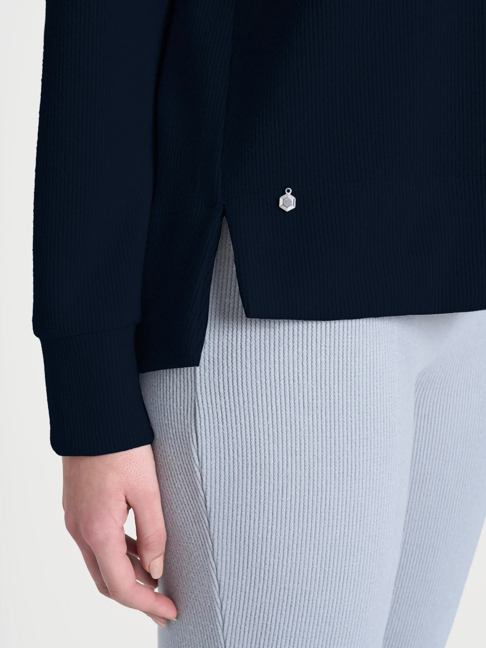 Felpa girocollo in Velvet  - Bleu - Image 3