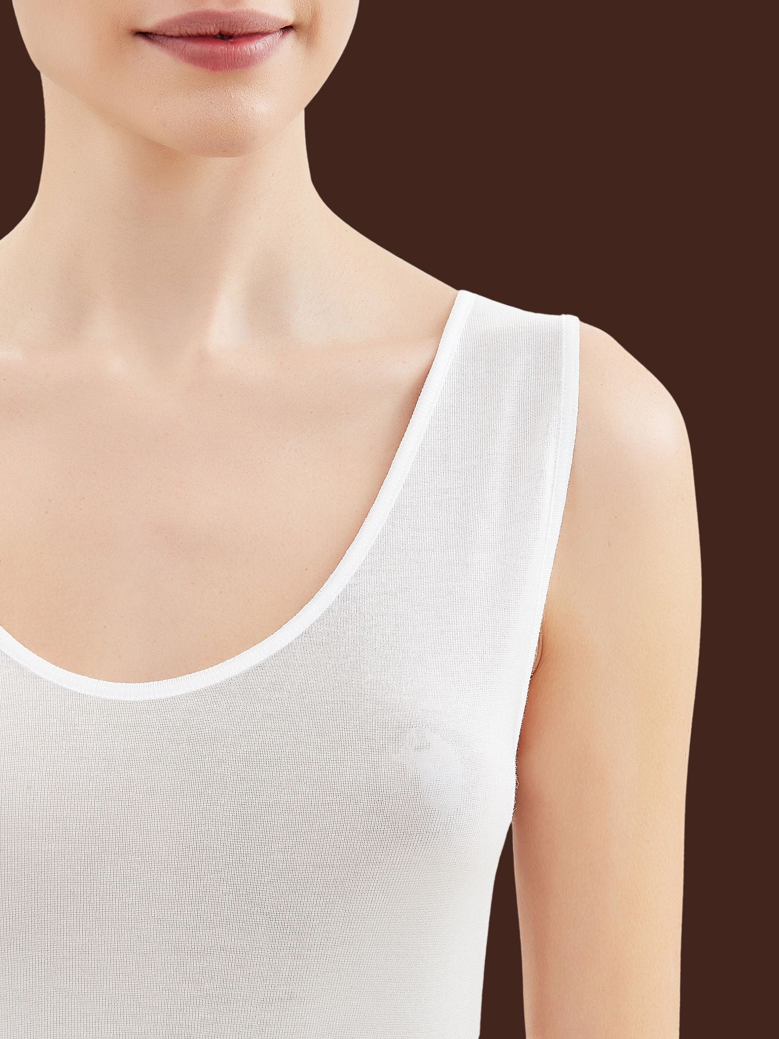 Filo di Scozia - Canottiera spalla larga in maglia unita di Filo di Scozia - Bianco - Image 4