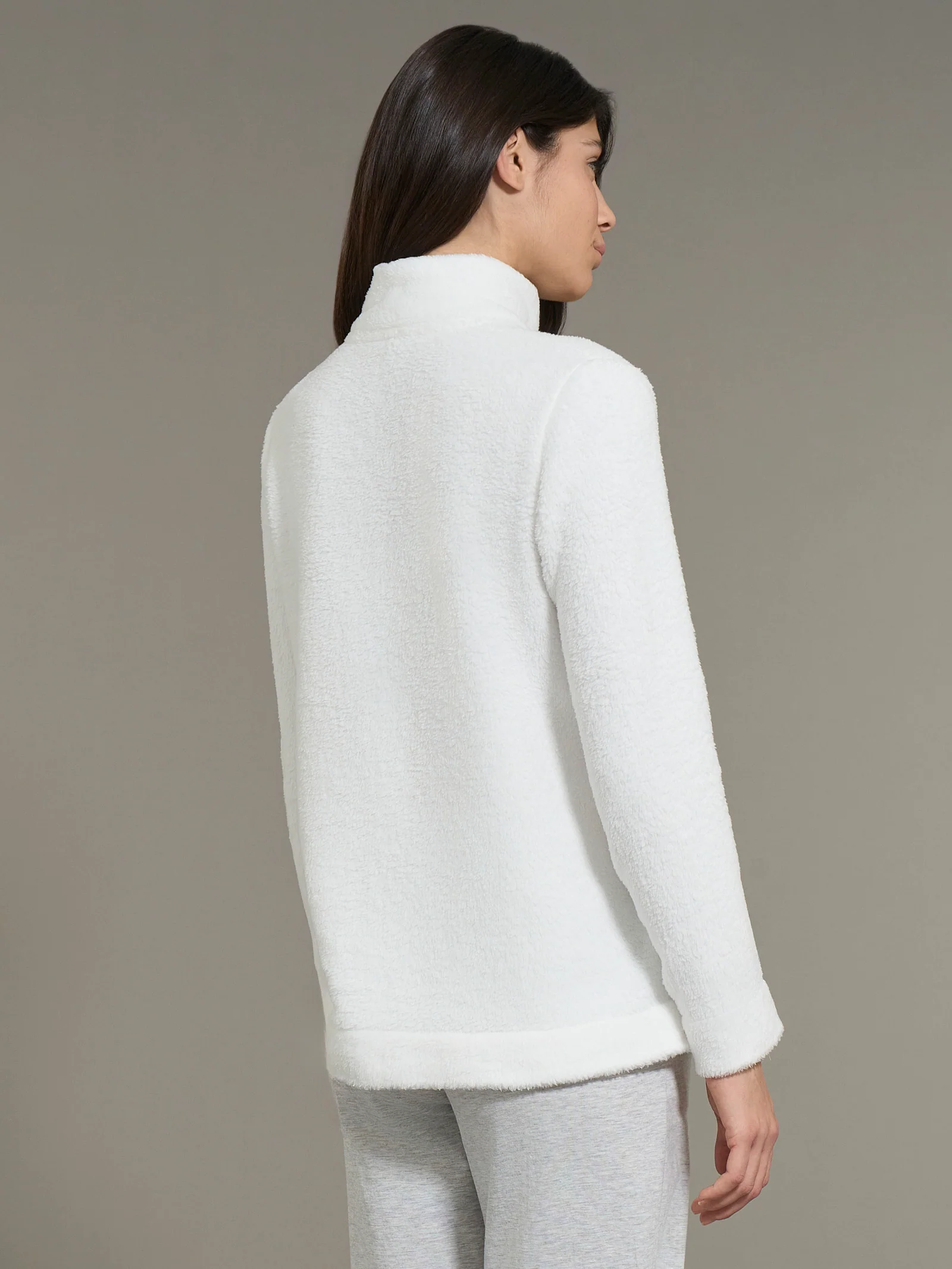 Giacca aperta in polar fleece - Avorio - Image 2