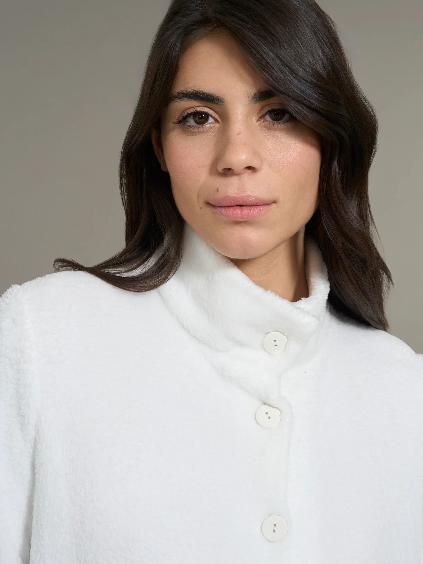 Giacca aperta in polar fleece - Avorio - Image 3
