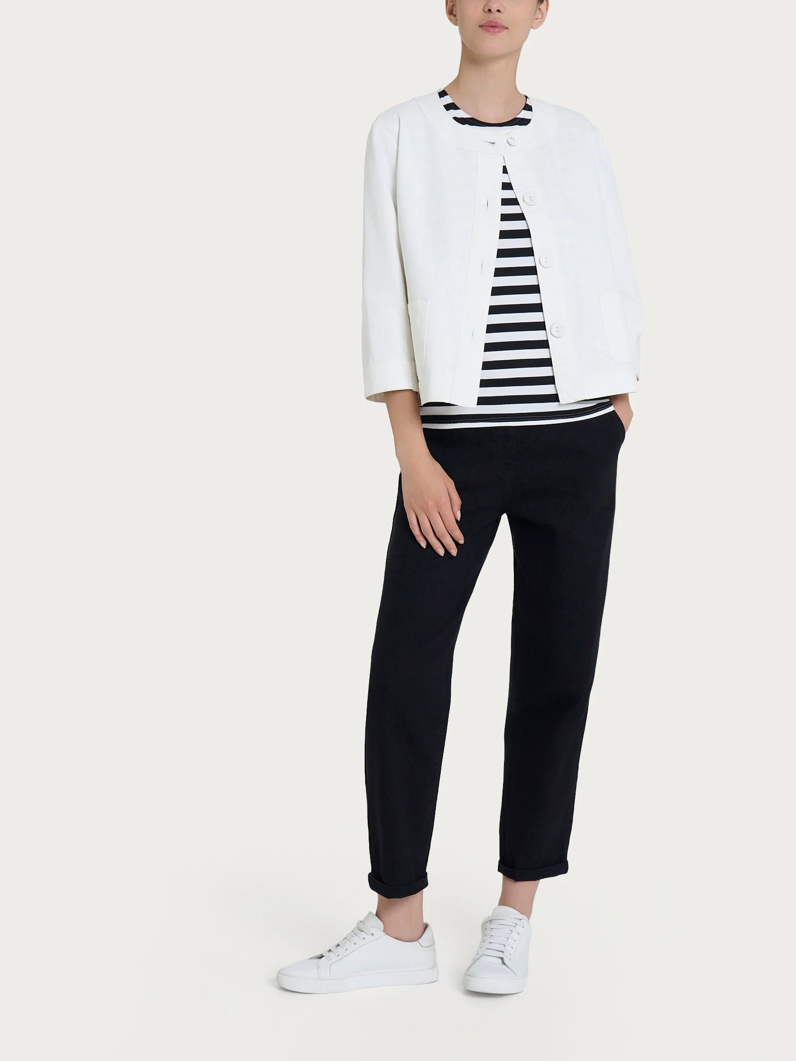 Giacca con bottoni in Light Denim - Bianco - Image 4