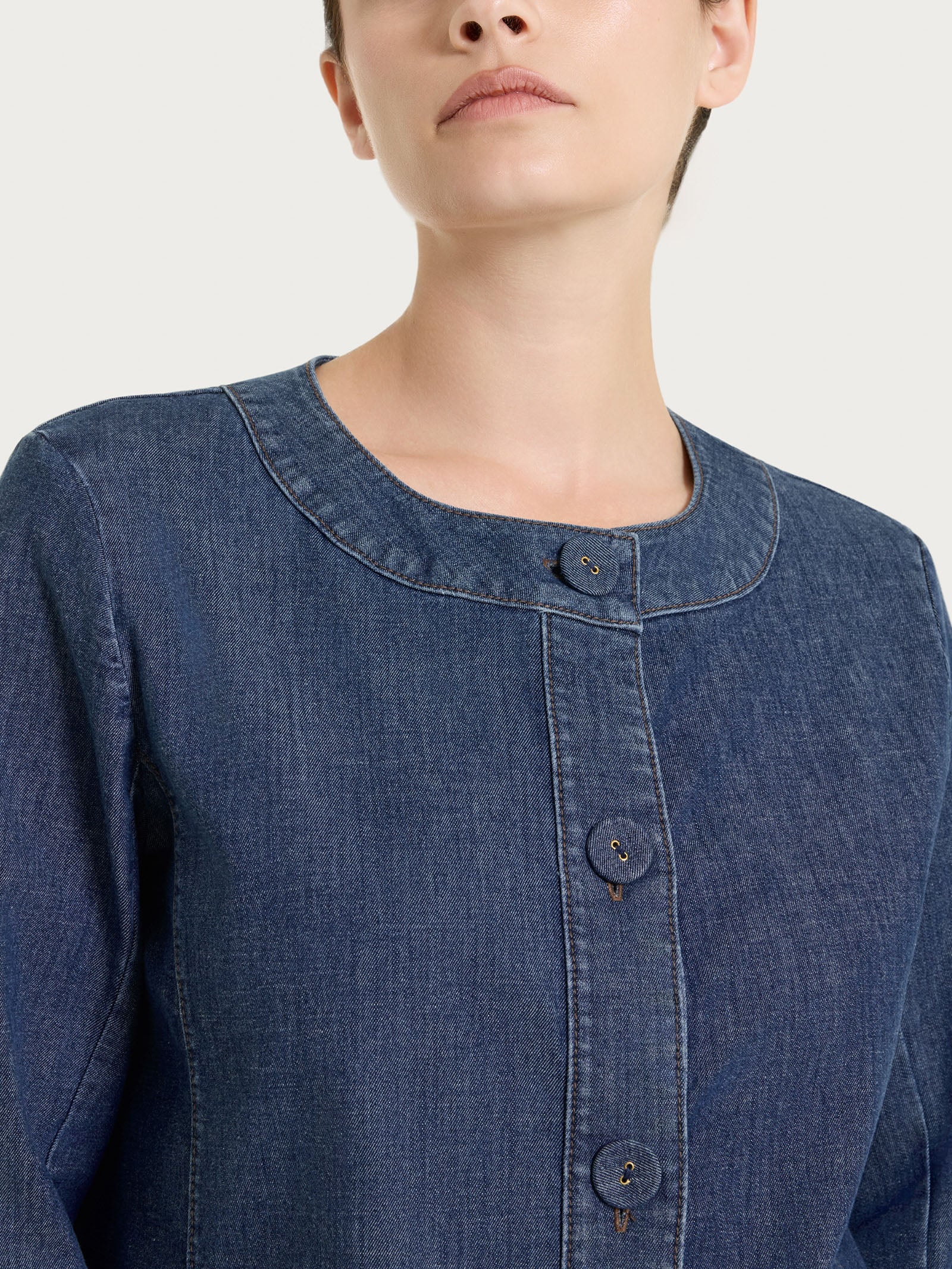 Giacca con bottoni in Light Denim - Indigo - Image 3