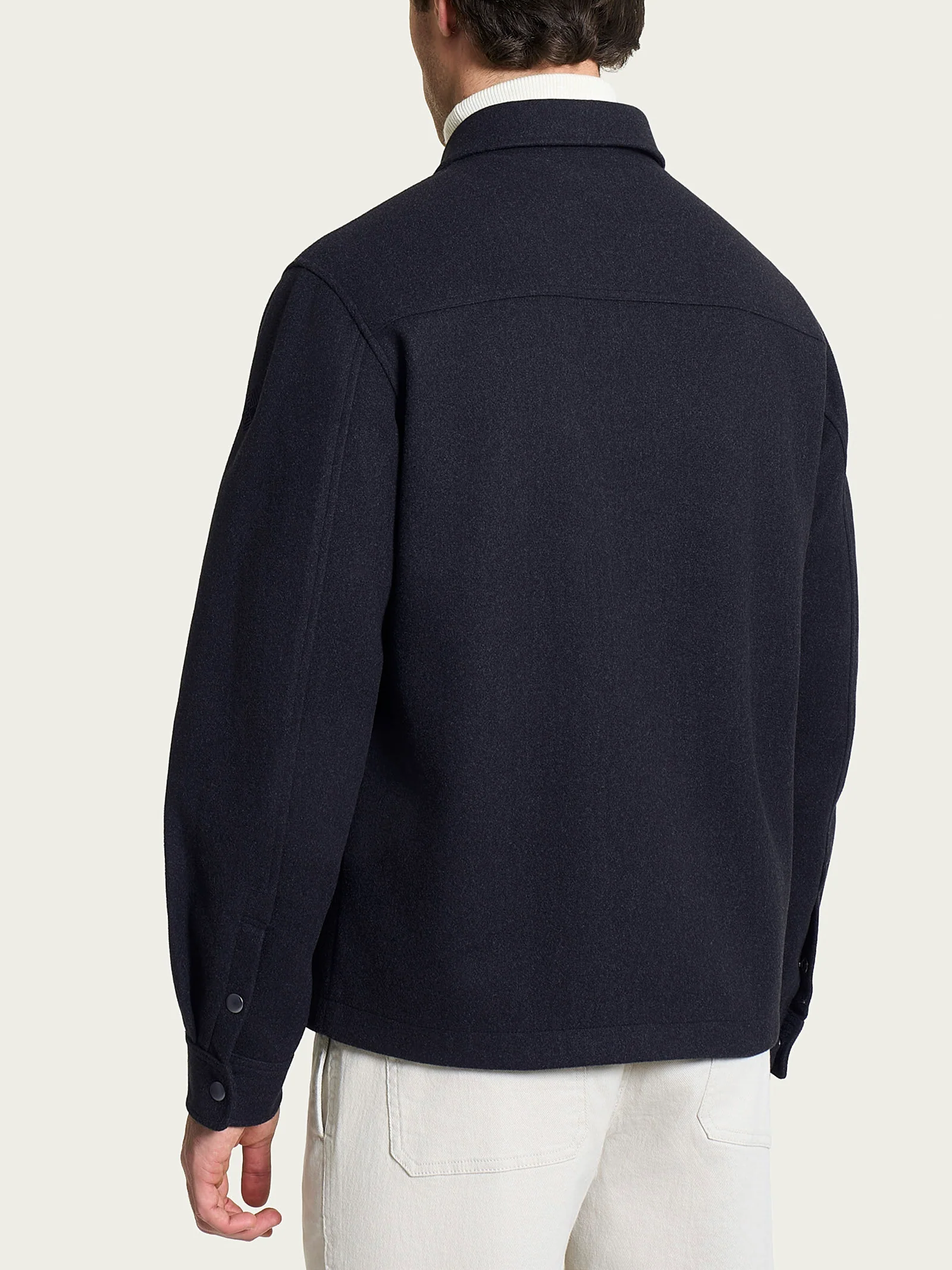 Giacca con collo camicia in Vegan Wool - Bleu Mel. - Image 2