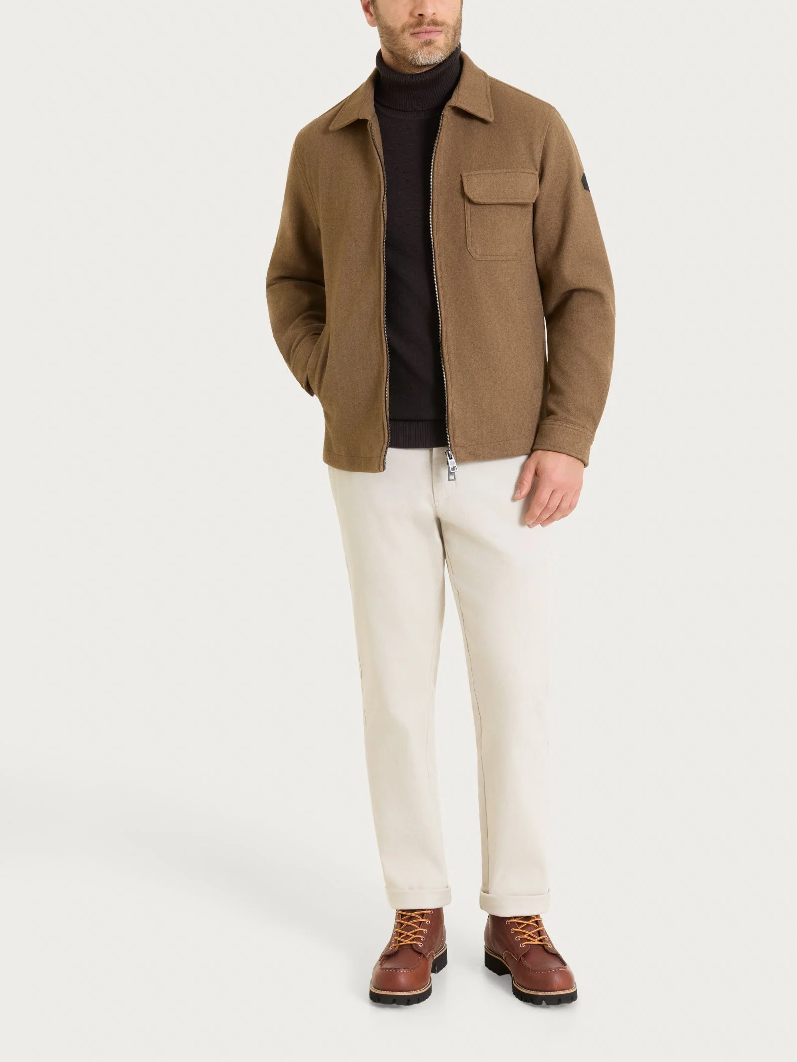 Giacca con collo camicia in Vegan Wool - Castoro Mel. - Image 4
