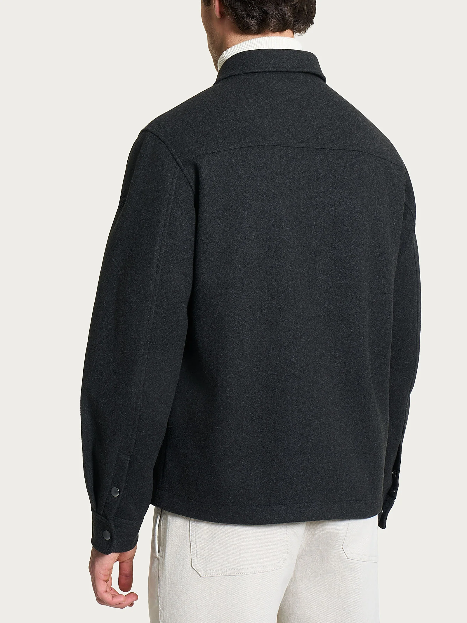 Giacca con collo camicia in Vegan Wool - Oscuro Mel. - Image 2