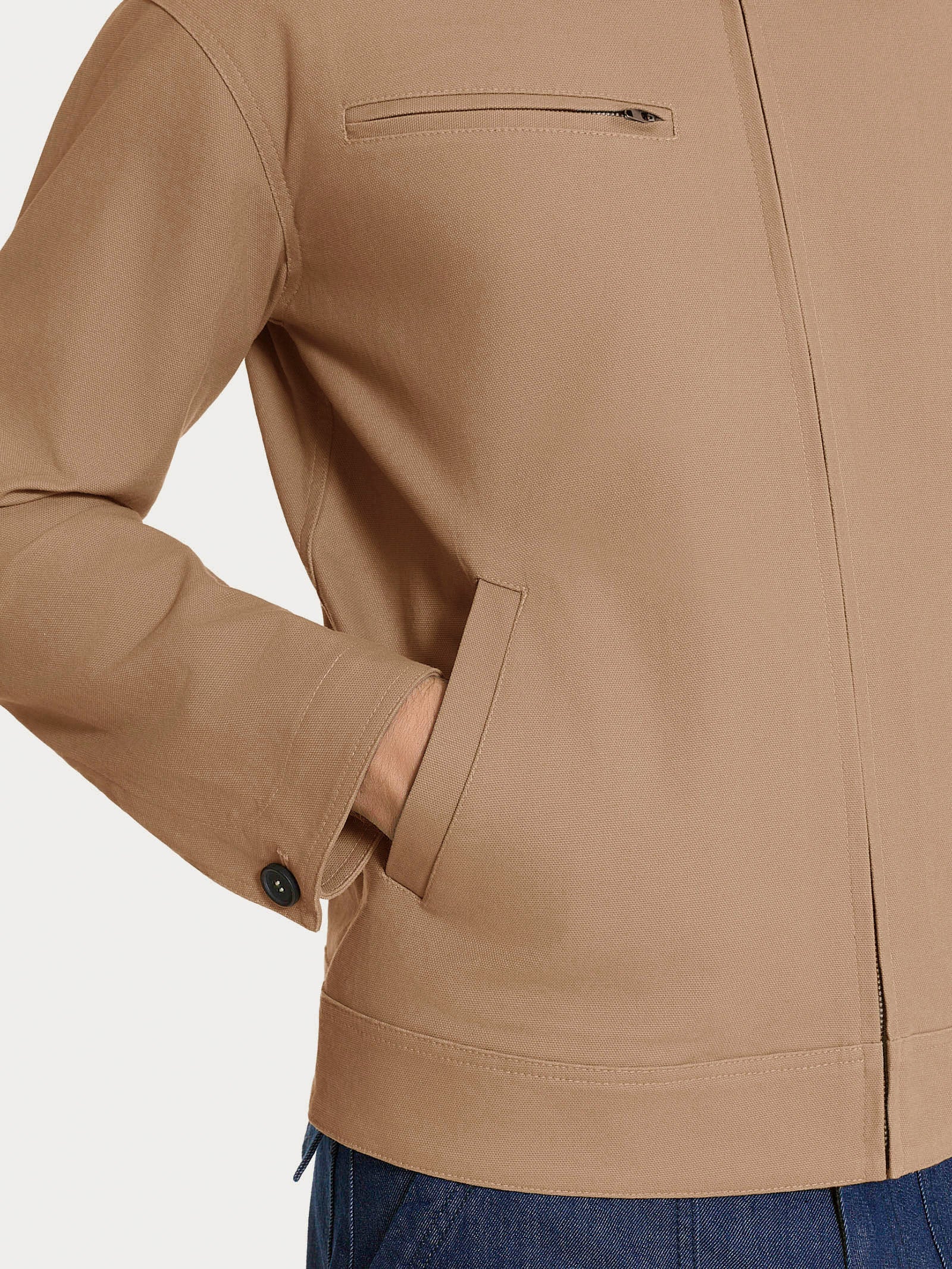 Giacca con zip in Canvas Stretch - Tiger's Eye - Image 3