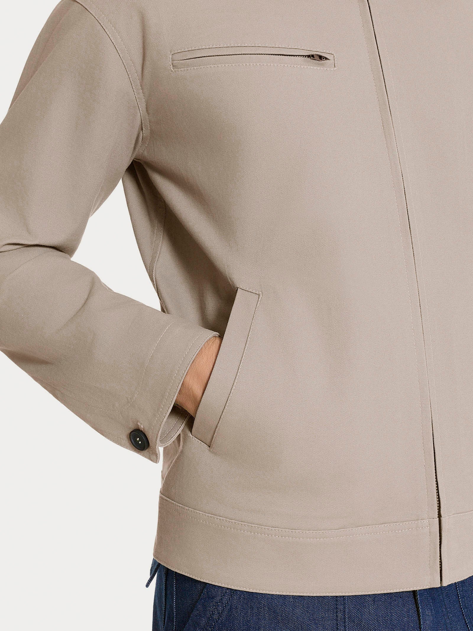 Giacca con zip in Canvas Stretch - String - Image 3