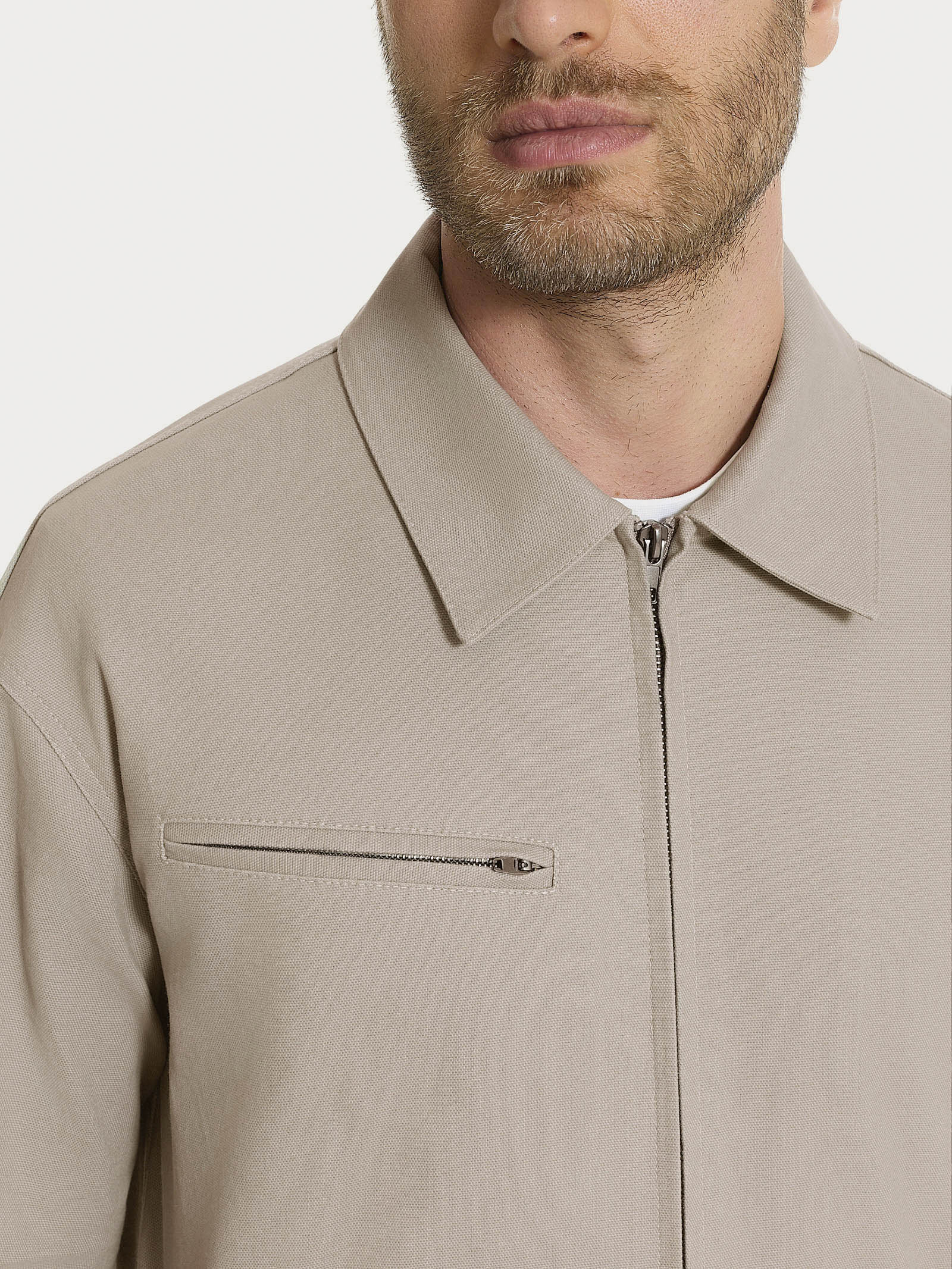 Giacca con zip in Canvas Stretch - String - Image 4