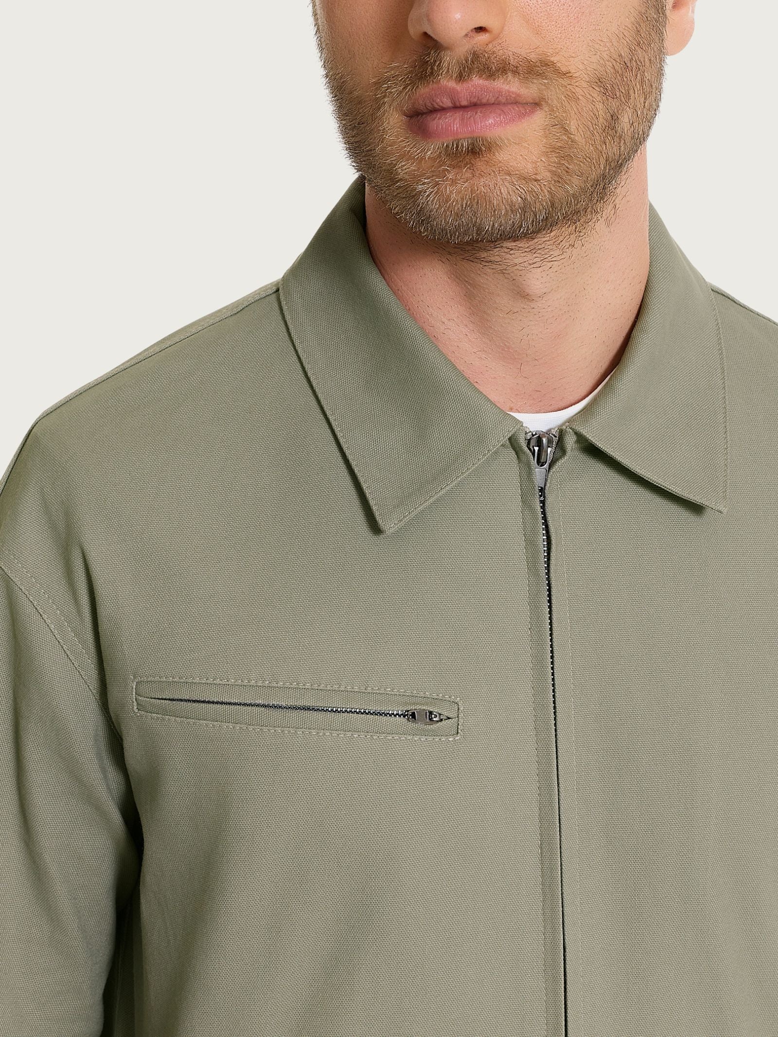 Giacca con zip in Canvas Stretch - Seagrass - Image 3