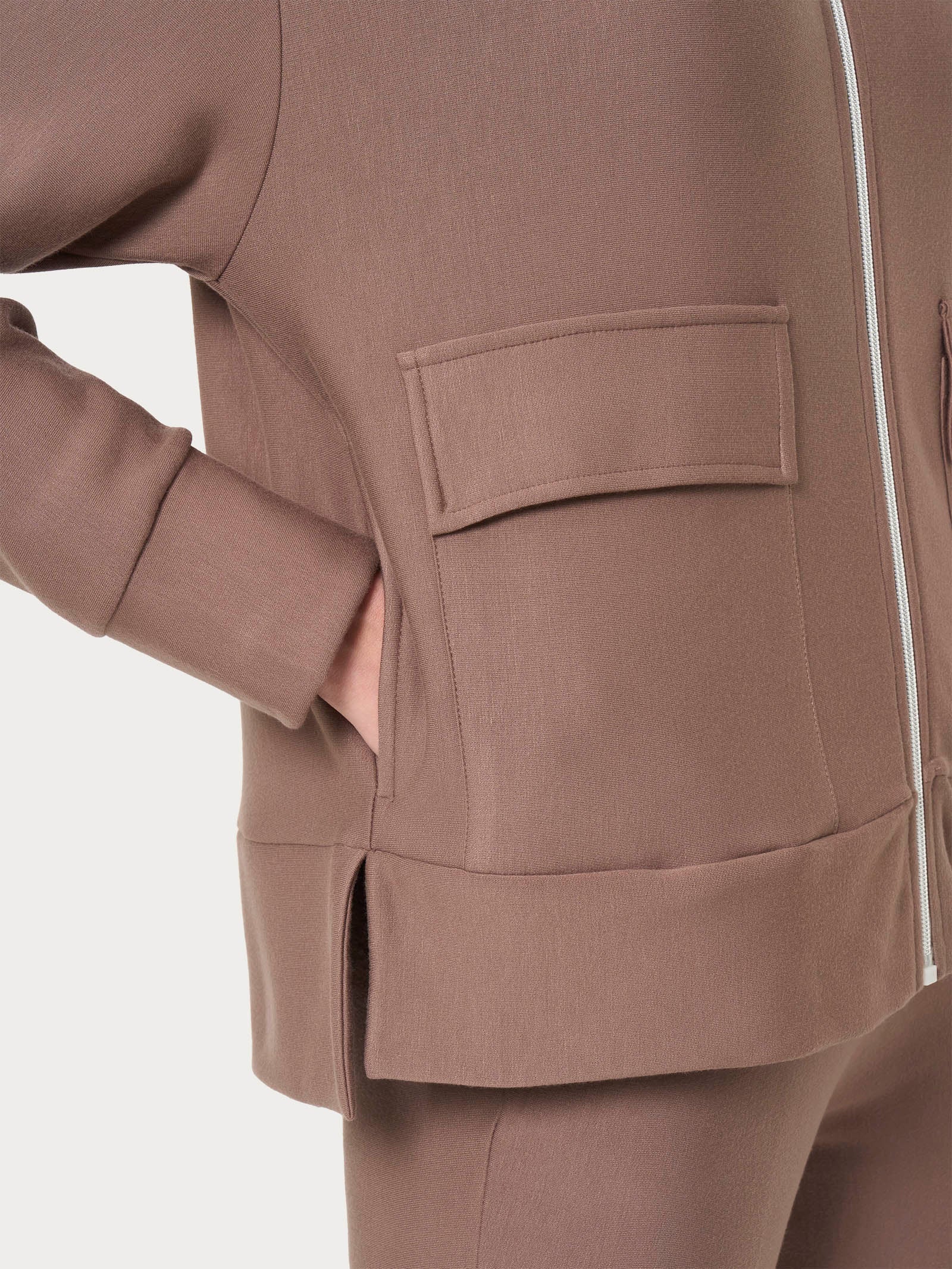 Giacca con zip in Eco techno Fleece - Pine Bark - Image 3