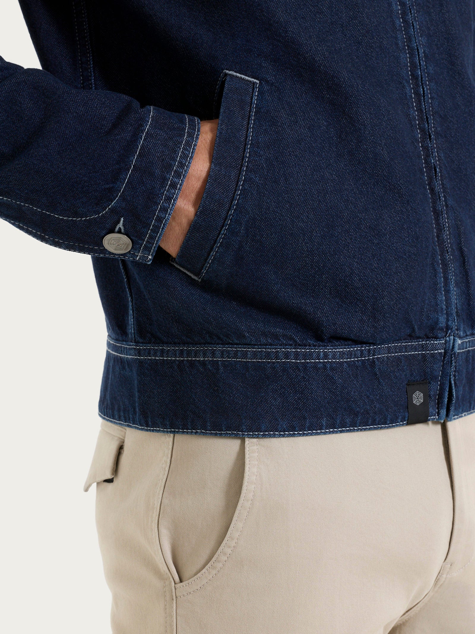 Giacca con zip in Raw Denim  - Dark Navy - Image 3