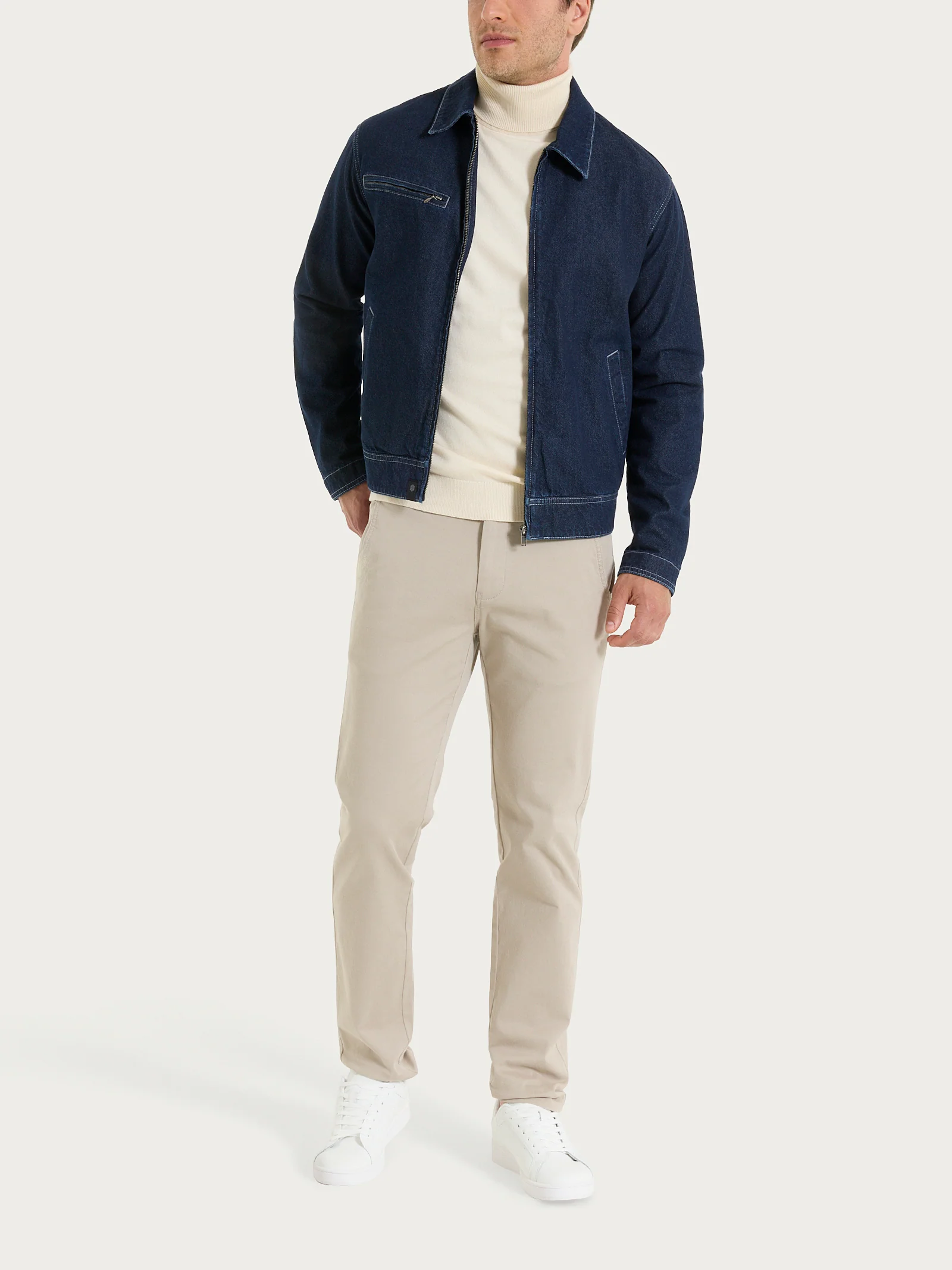Giacca con zip in Raw Denim  - Dark Navy - Image 5