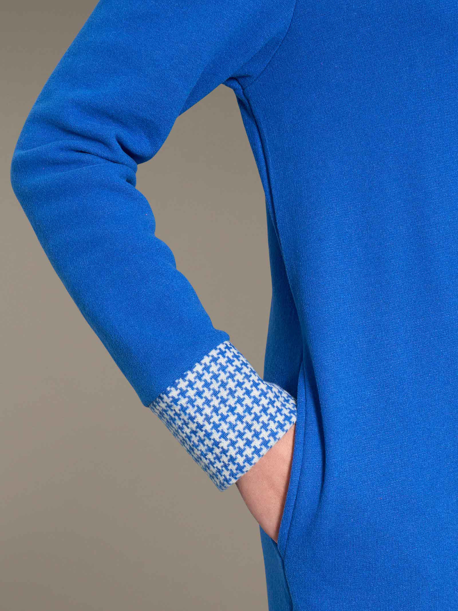 Giacca da camera lunga e aperta in cotton eco pile  - Fant.Bluette - Image 3