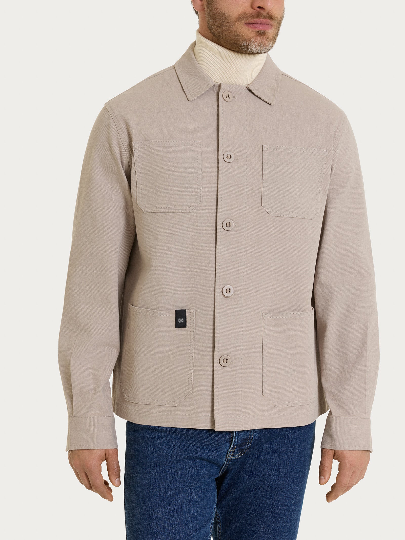 Giacca utility corta in Canvas Stretch - String - Image 3