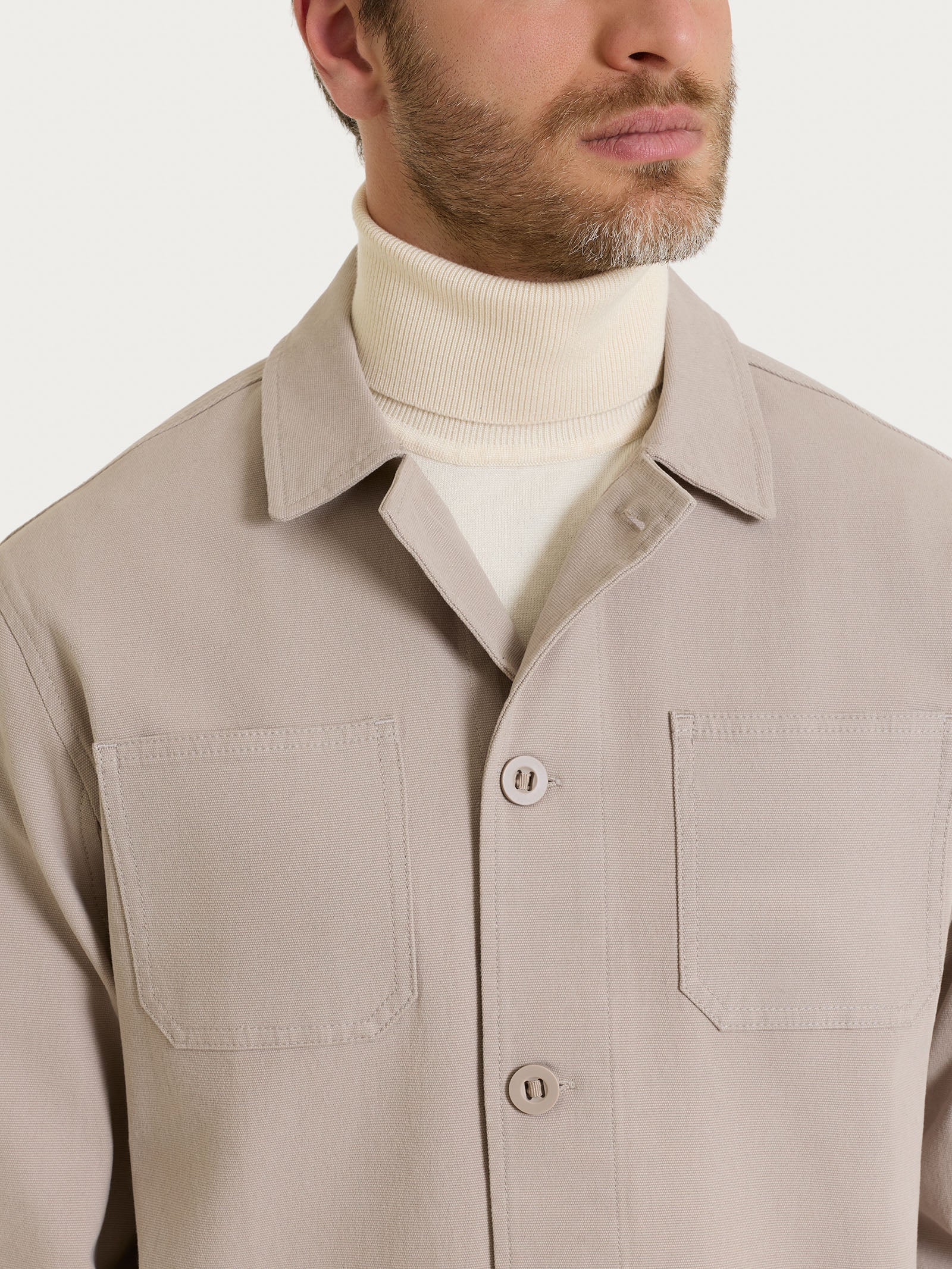 Giacca utility corta in Canvas Stretch - String - Image 7