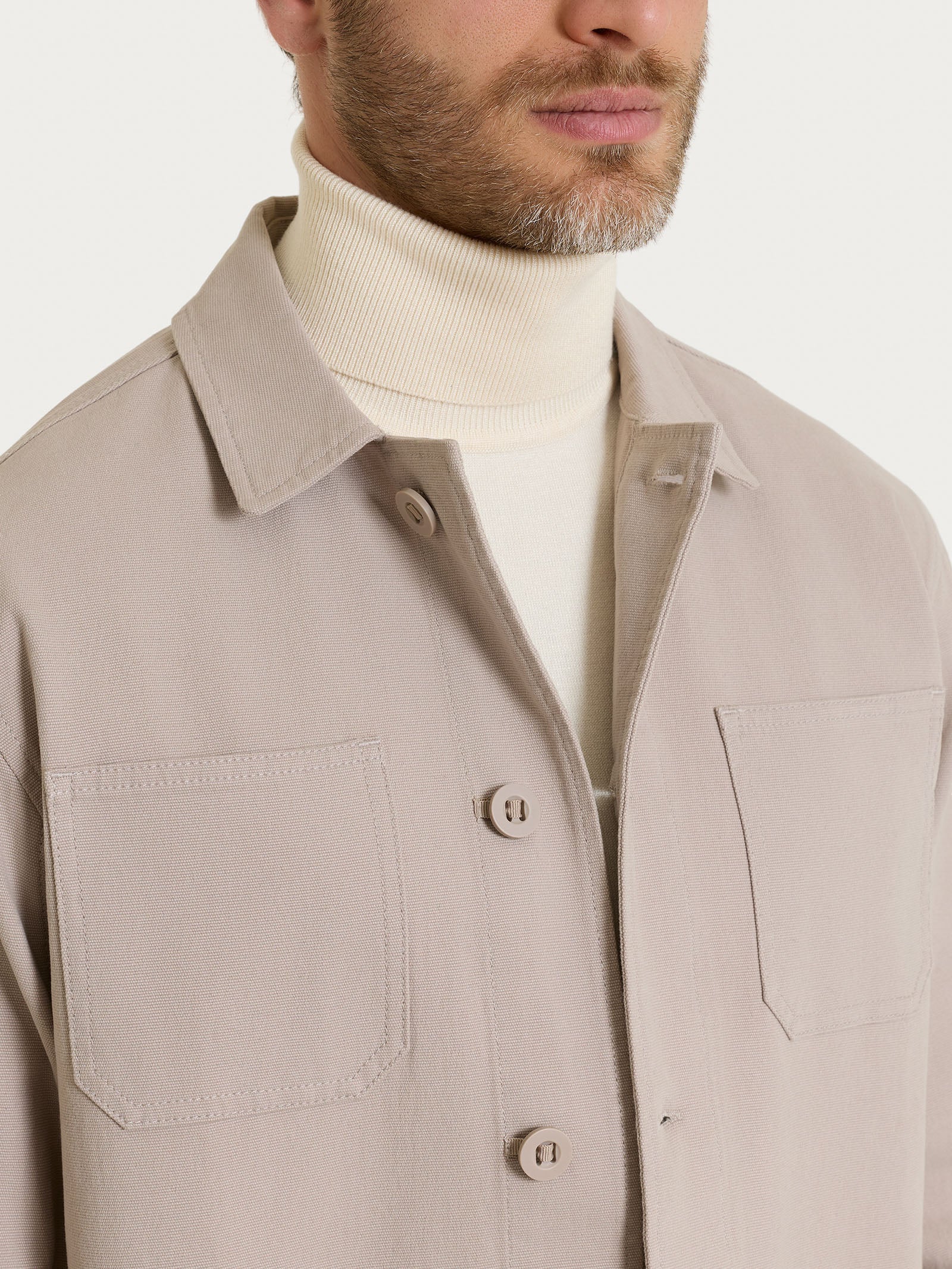 Giacca utility corta in Canvas Stretch - String - Image 8
