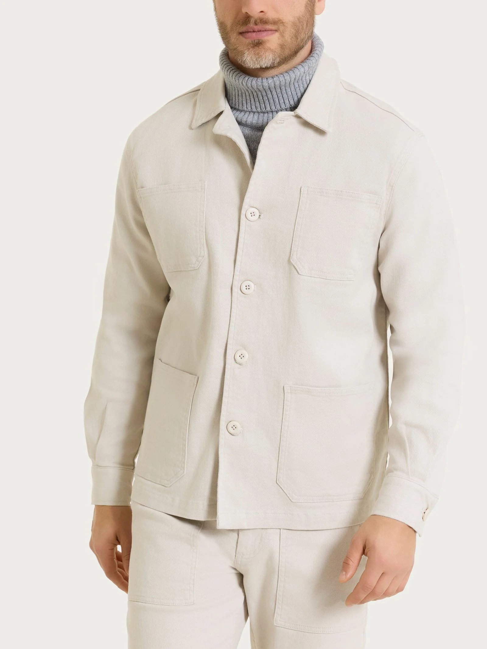 Giacca Utility in Raw twill di Cotone - Champignon