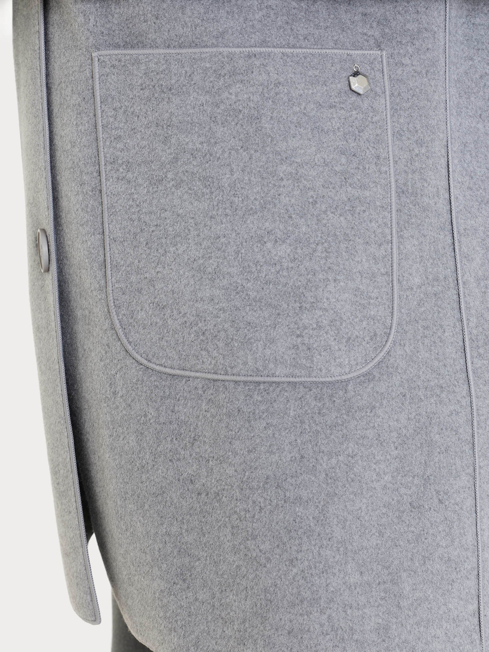 Giaccone con cappuccio in Vegan Wool - Grigio Mel. - Image 3