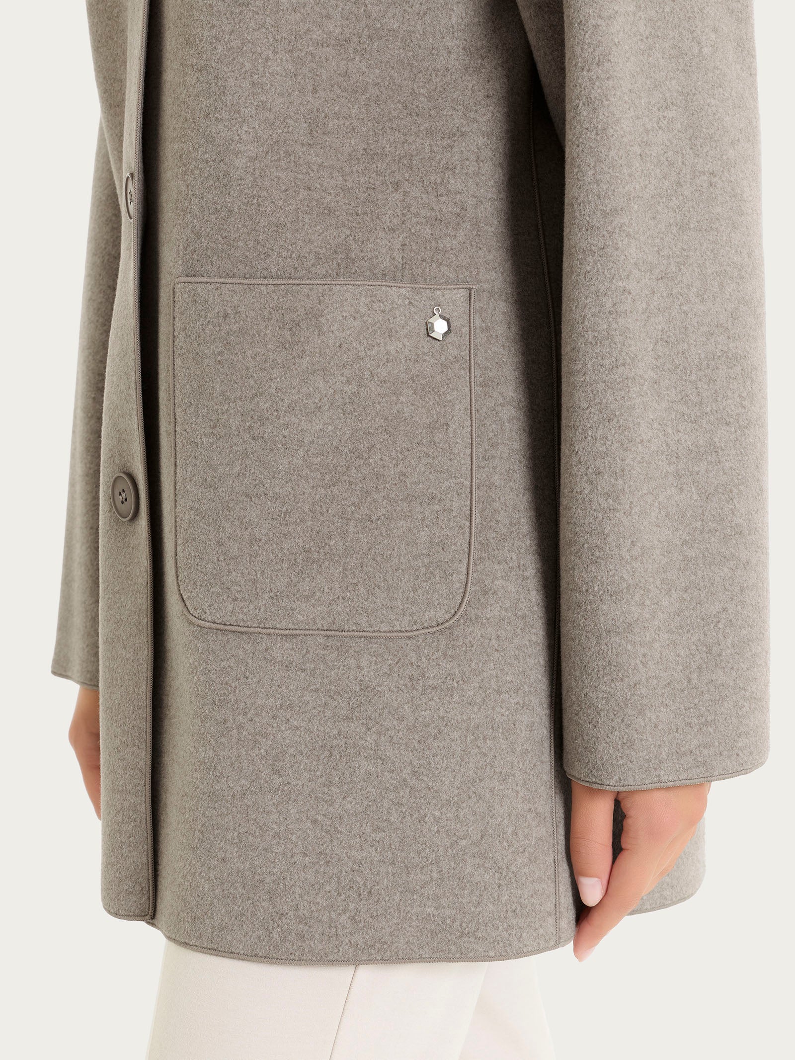 Giaccone con cappuccio in Vegan Wool - Glace' Mel. - Image 3