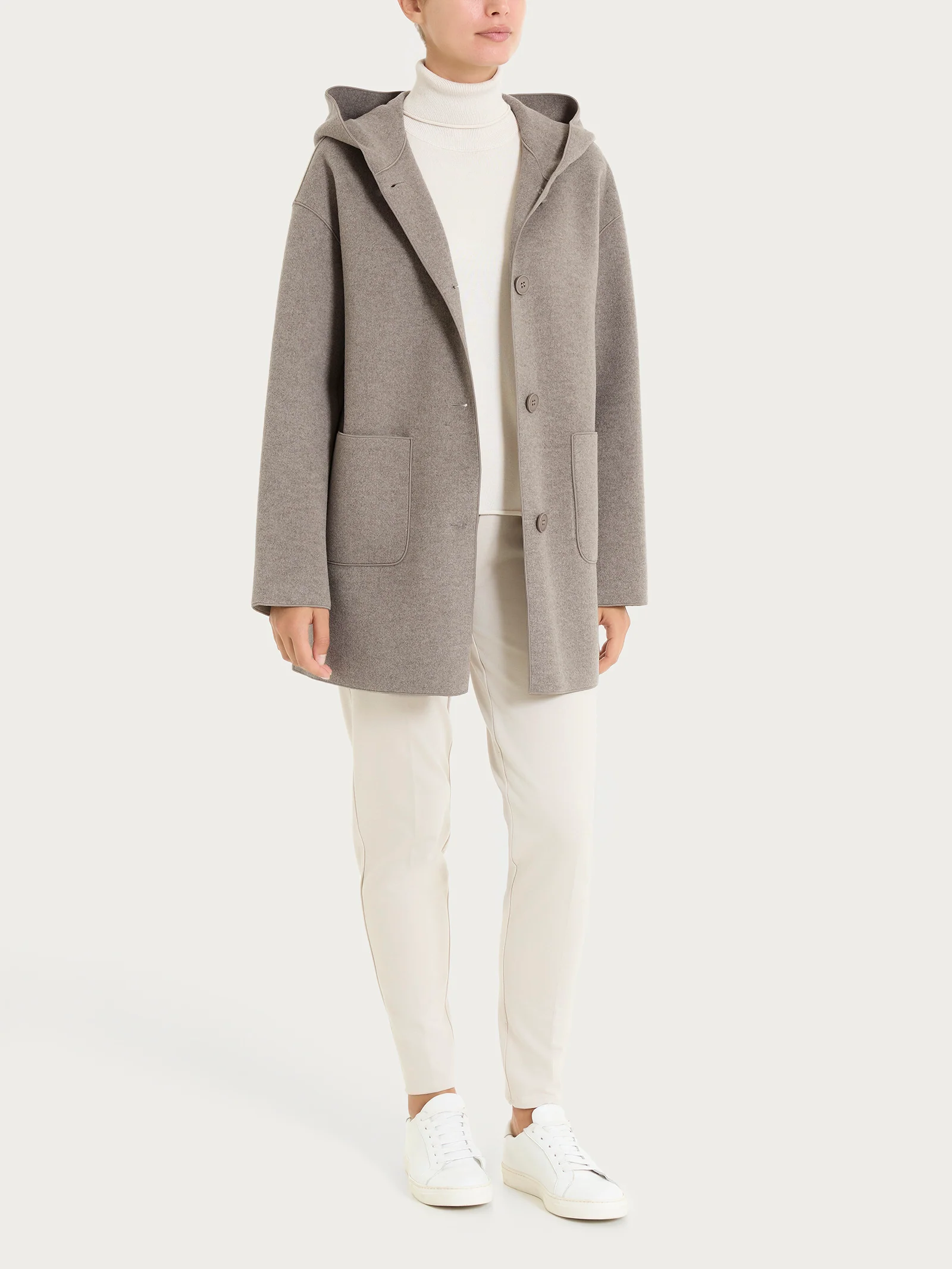 Giaccone con cappuccio in Vegan Wool - Glace' Mel. - Image 4