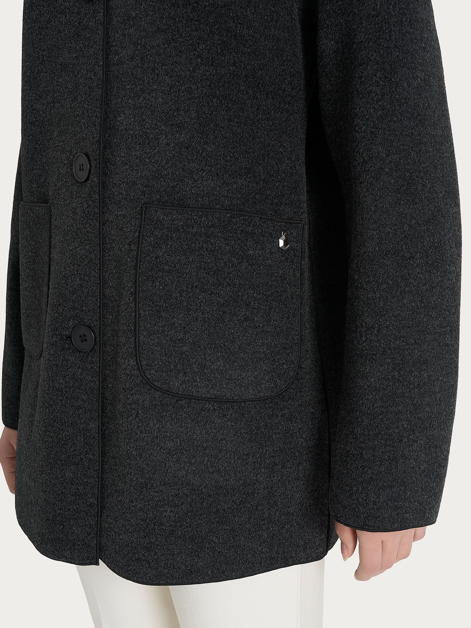 Giaccone con cappuccio in Vegan Wool - Oscuro Mel. - Image 3