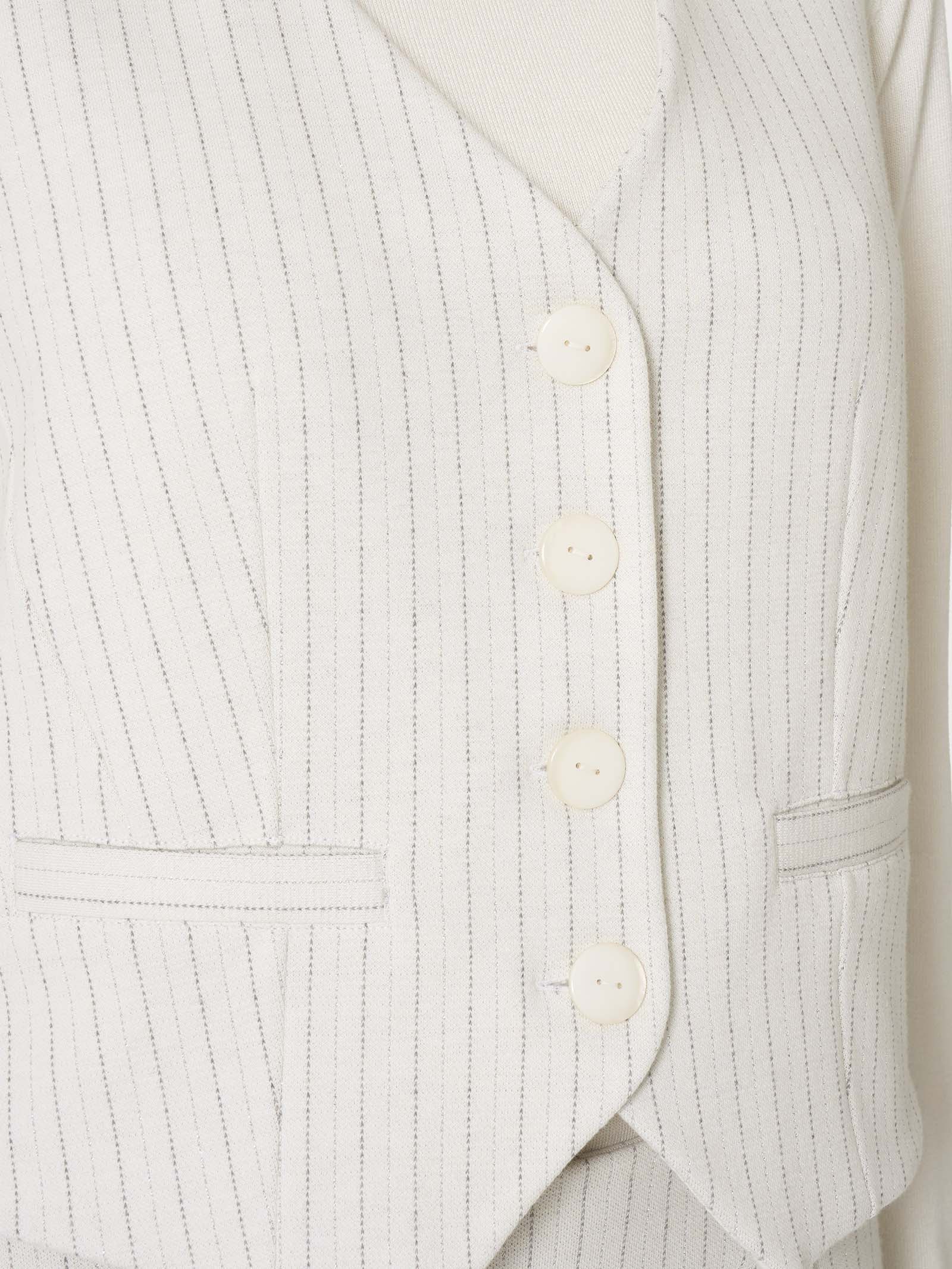 Gilet 4 bottoni gessato in tessuto Eco Jacquard - Fant.Argento Mel. - Image 3