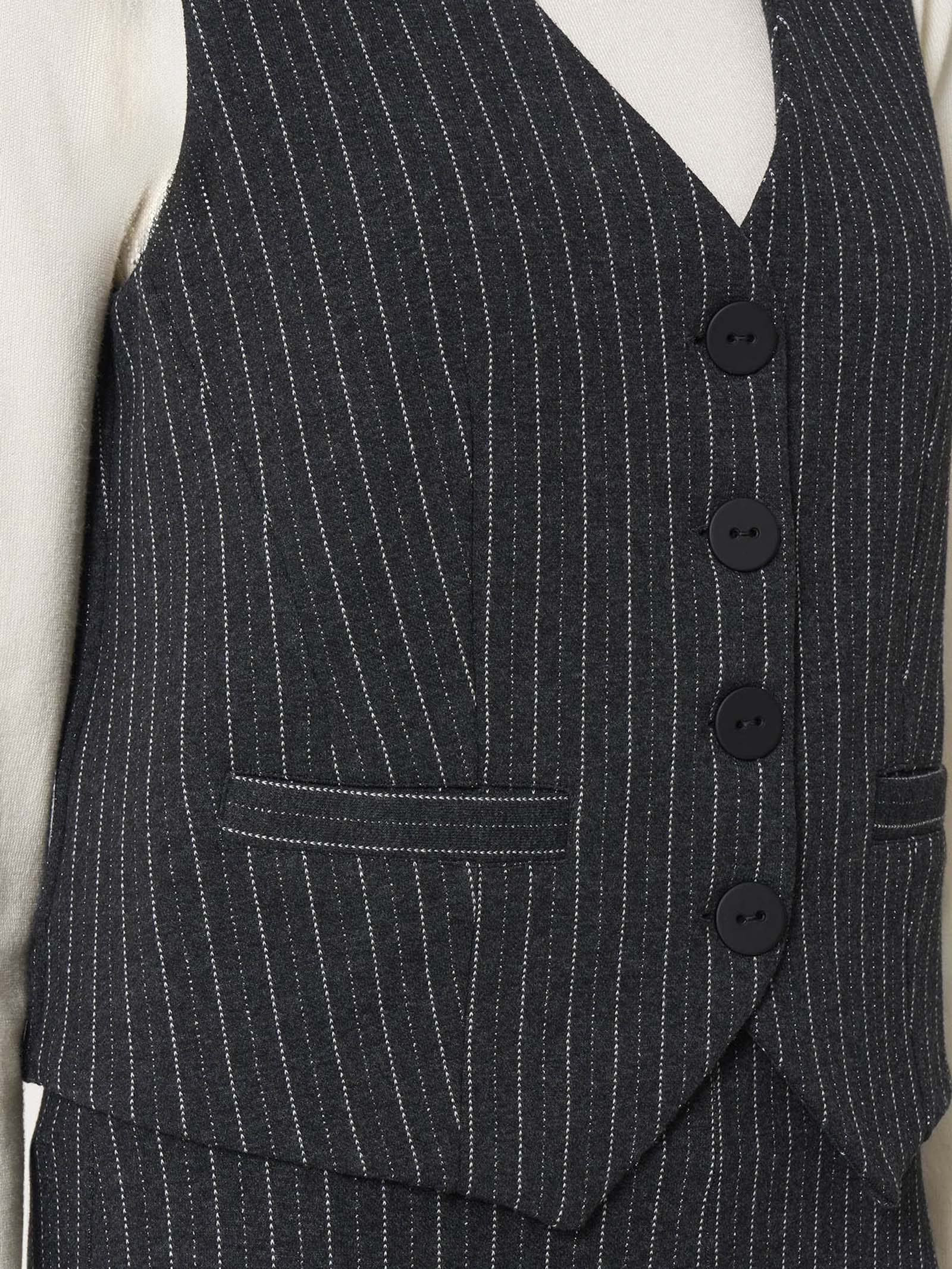 Gilet 4 bottoni gessato in tessuto Eco Jacquard - Fant.Oscuro Mel - Image 3