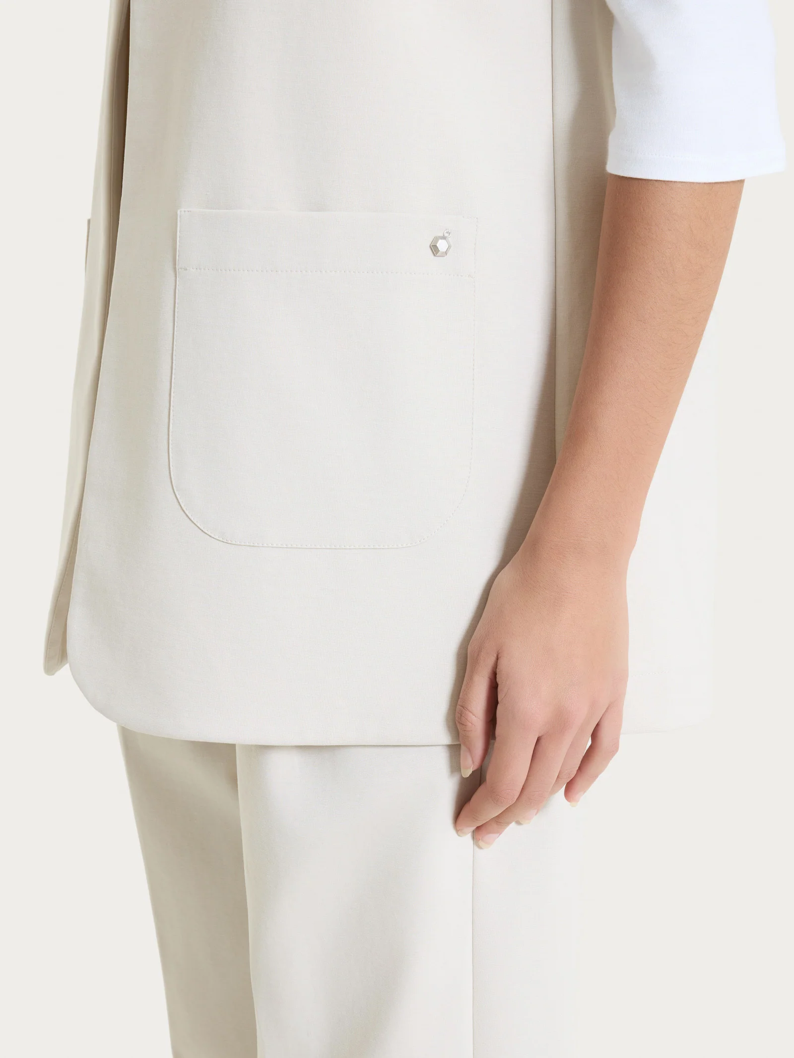 Gilet aperto in Compact Light - Champignon - Image 3