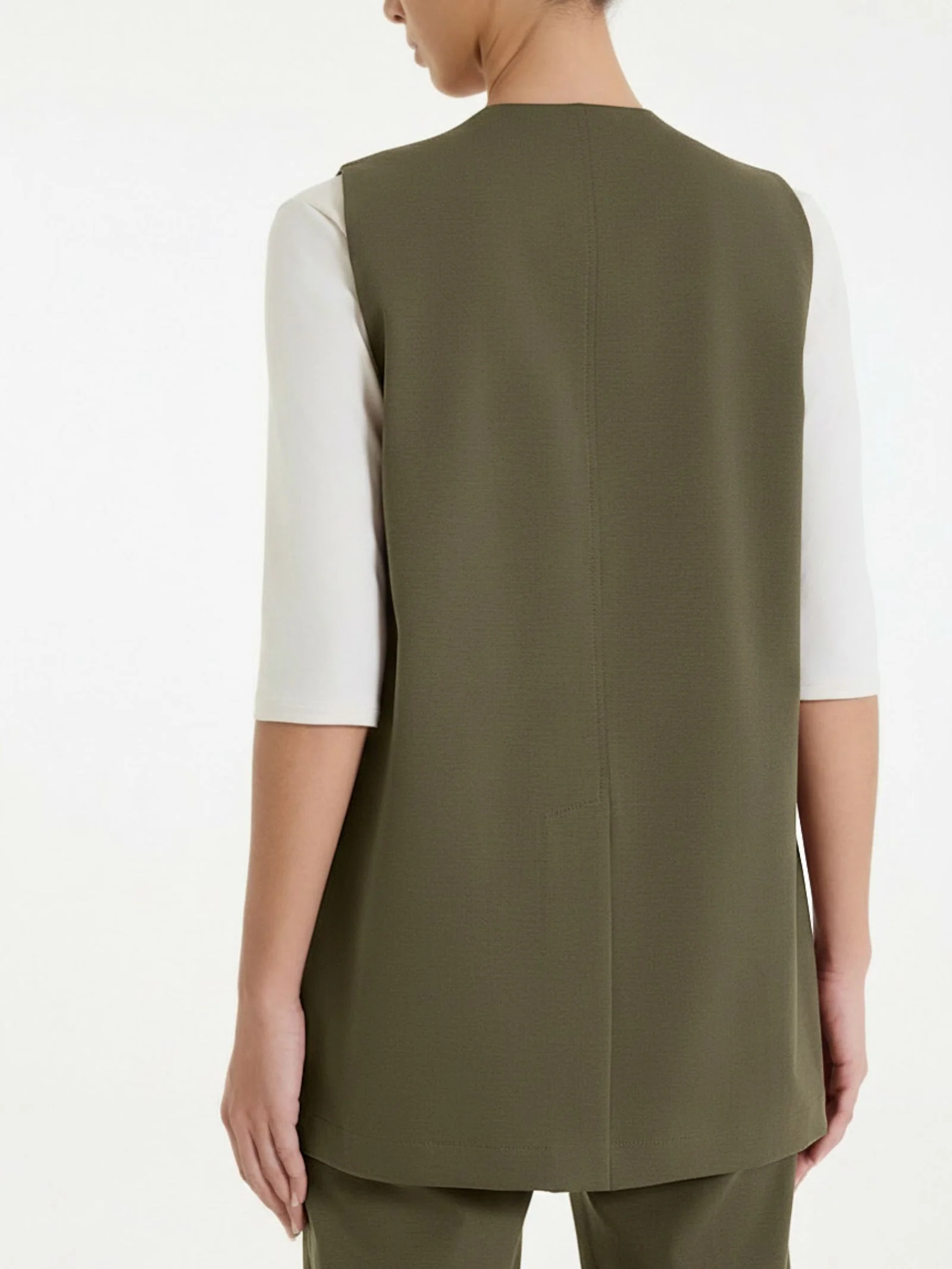 Gilet aperto in Compact Light - Dark Olive - Image 2