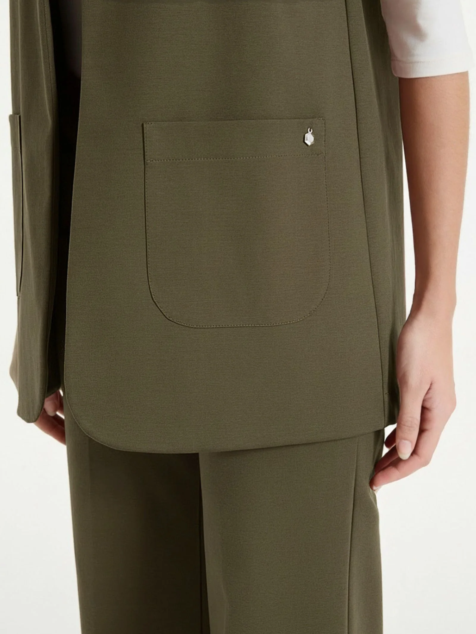 Gilet aperto in Compact Light - Dark Olive - Image 3
