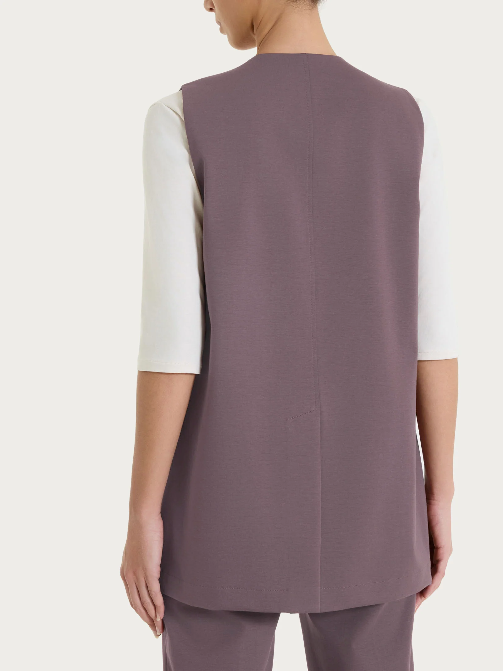 Gilet aperto in Compact Light - Plum Truffle - Image 2