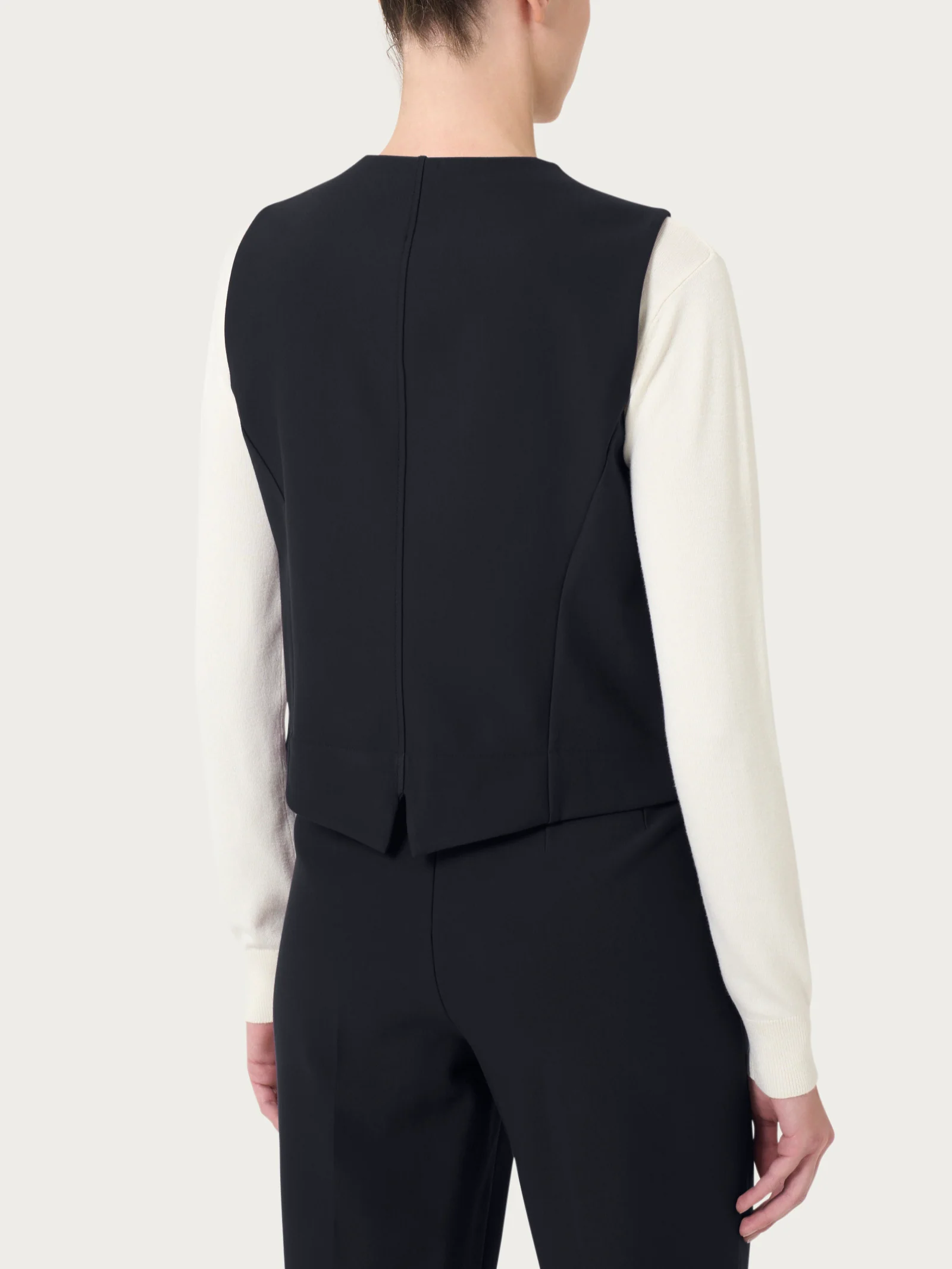 Gilet con quattro bottoni in Compact  - Nero - Image 2